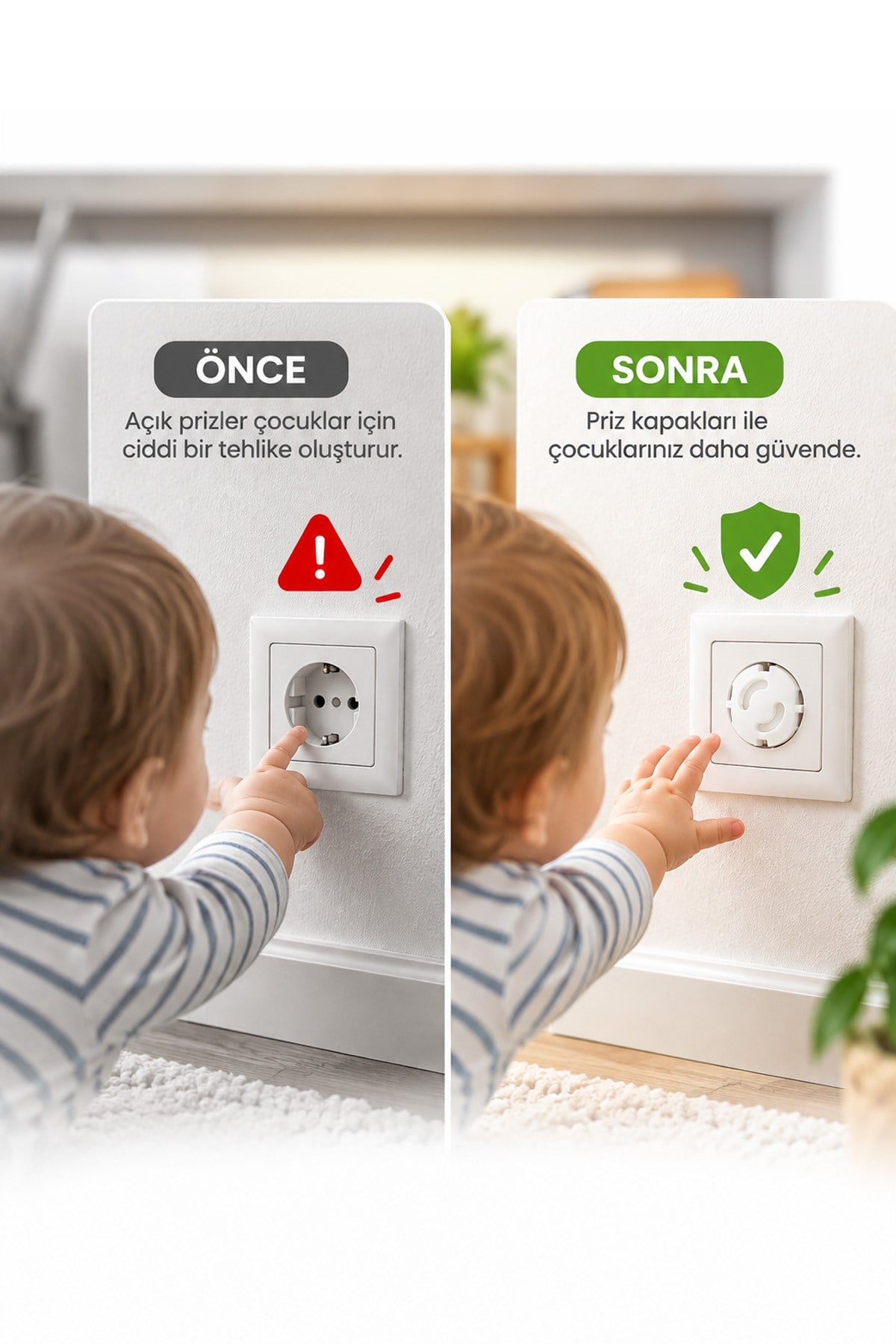 6'lı Priz Koruyucu Kapak Çocuk Güvenlik Priz Kapatıcı Elektrik Prizi Emniyet Aparatı