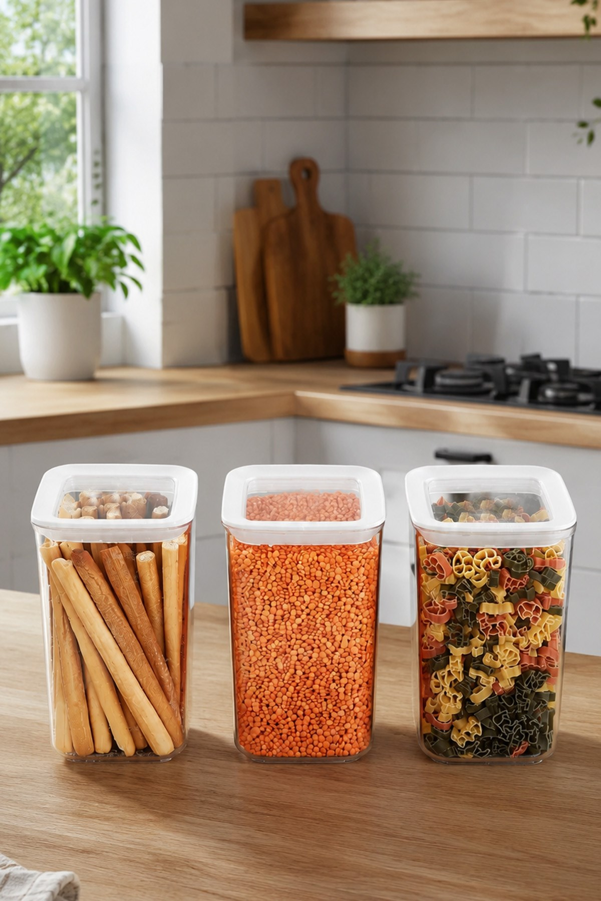 6'lı Vakumlu Kare Saklama Kabı Seti 1200 ML Şeffaf Kapaklı Gıda Saklama Kabı vp-184