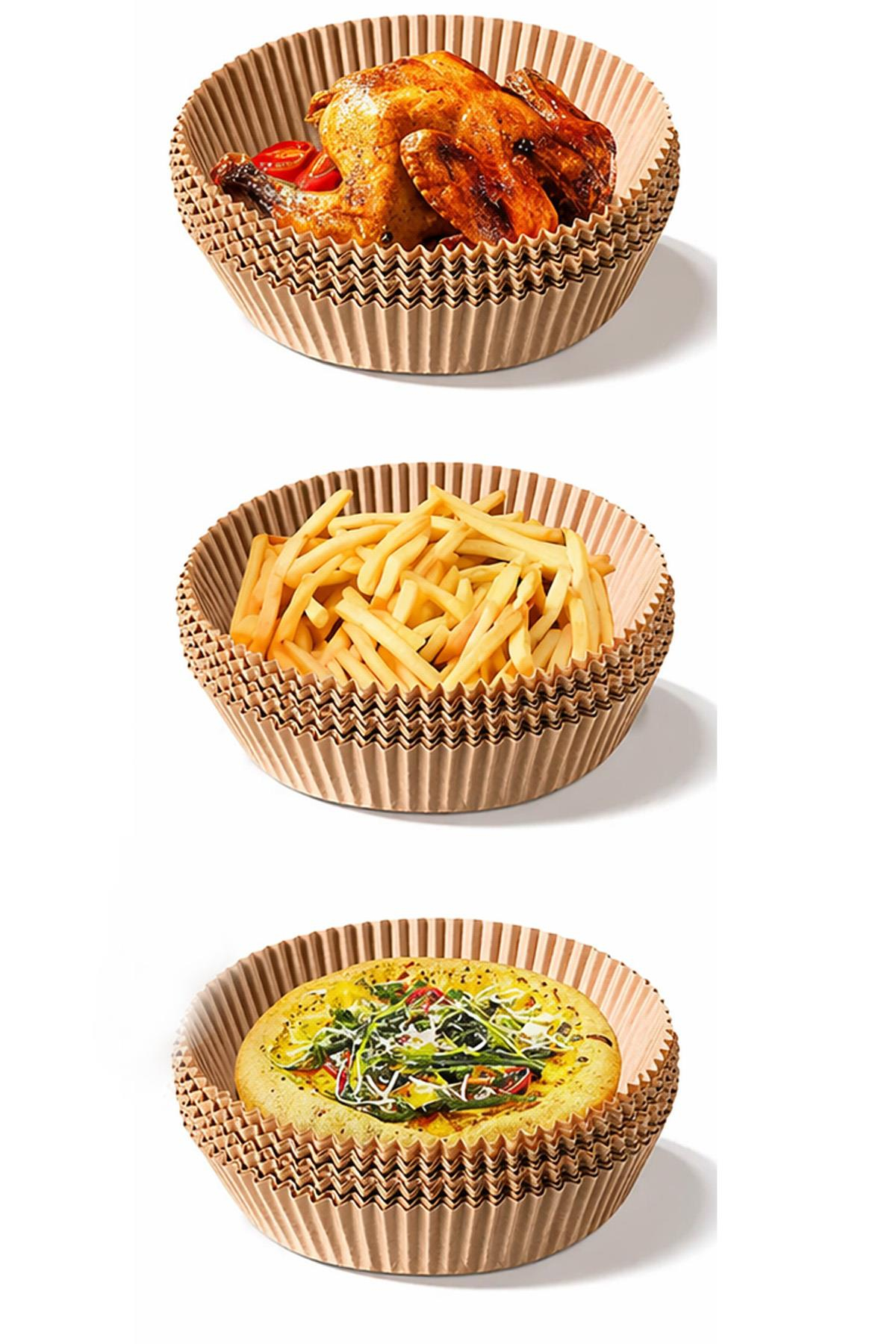 Airfryer Pişirme Kağıdı 50 Adet Yuvarlak Yağlı Kağıt Hava Fritözü Uyumlu Pratik Kullanım