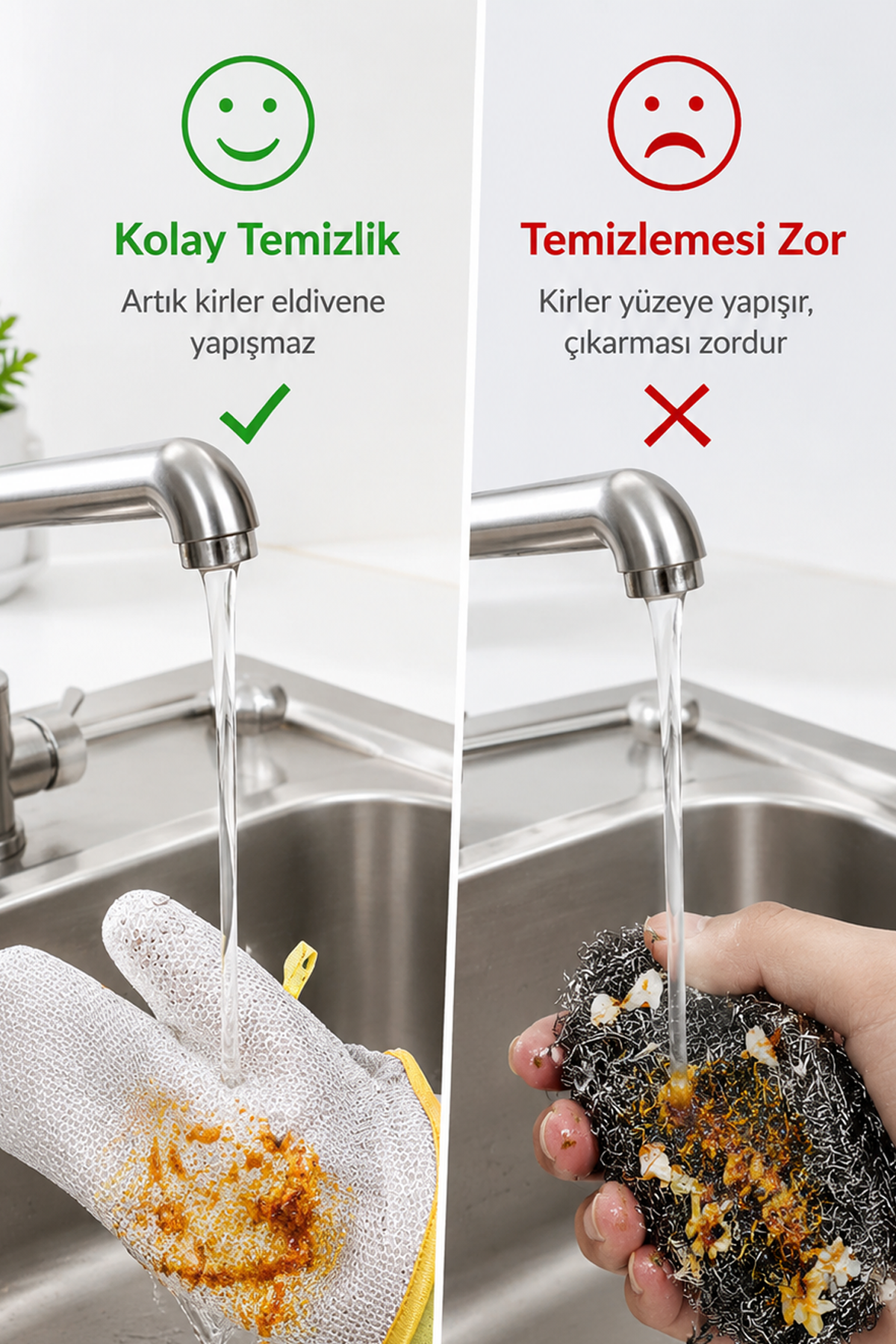 Alüminyum Telli Bulaşık Eldiveni Dayanıklı Pratik Yağ ve Kir Temizleme Eldiveni Çok Amaçlı Temizlik