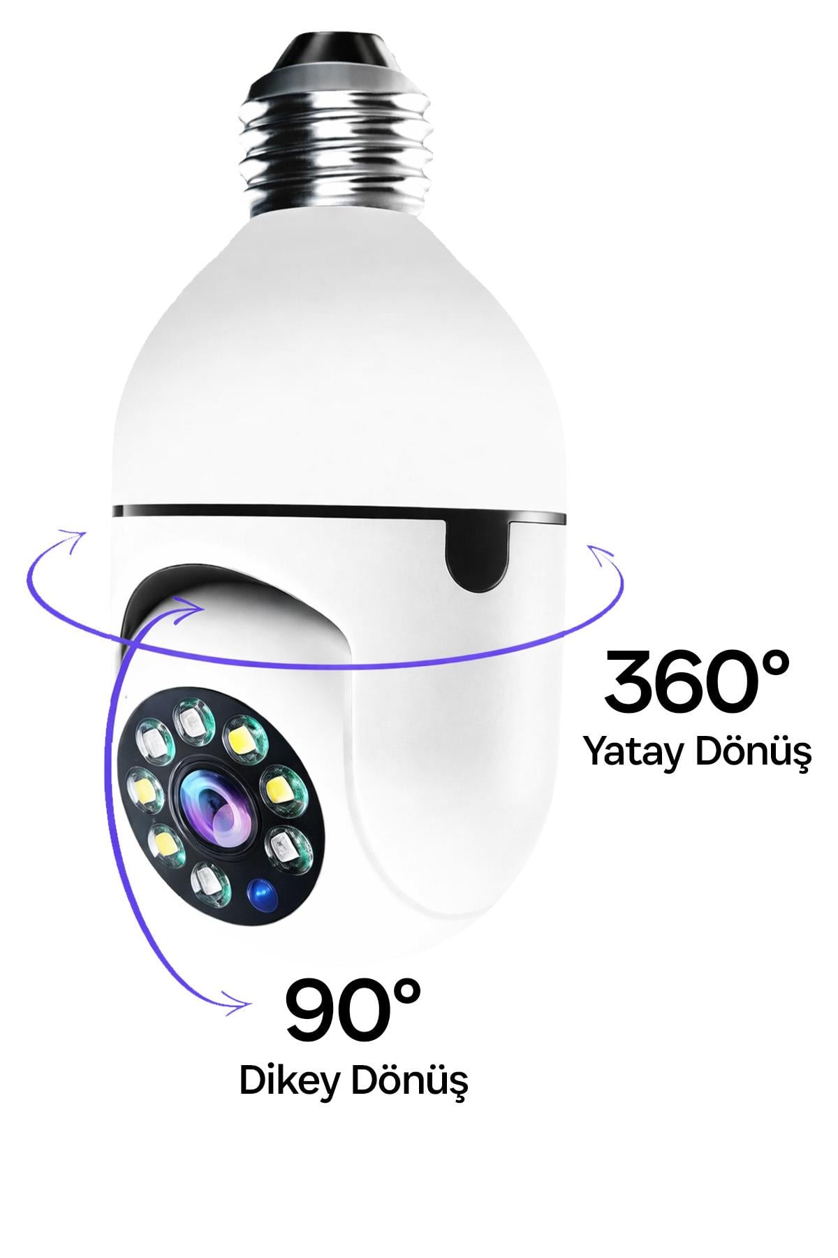 Ampul Kamera WiFi 360 Derece Kablosuz Güvenlik Kamerası – Ev Ofis Ampul Tip Kamera
