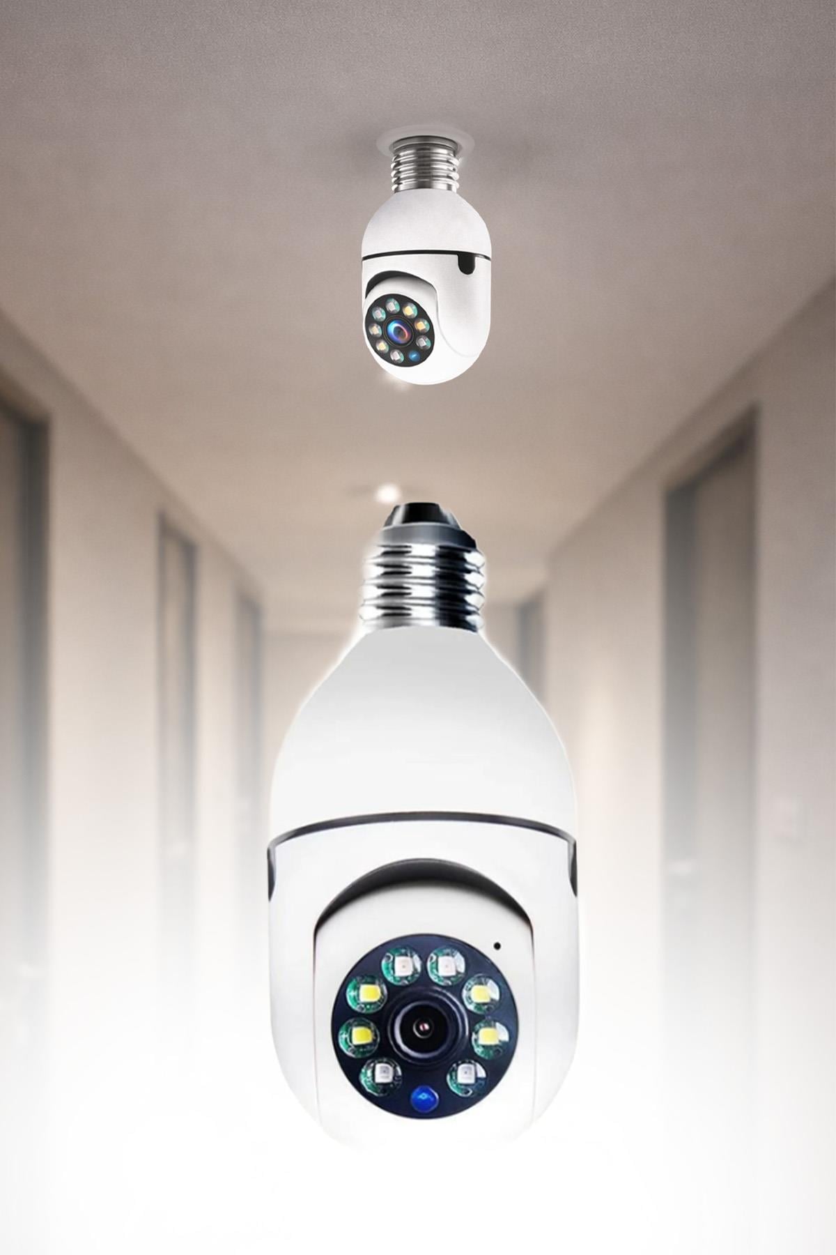 Ampul Kamera WiFi 360 Derece Kablosuz Güvenlik Kamerası – Ev Ofis Ampul Tip Kamera