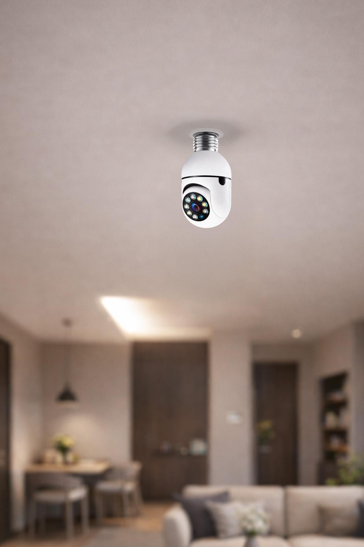 Ampul Kamera WiFi 360 Derece Kablosuz Güvenlik Kamerası – Ev Ofis Ampul Tip Kamera