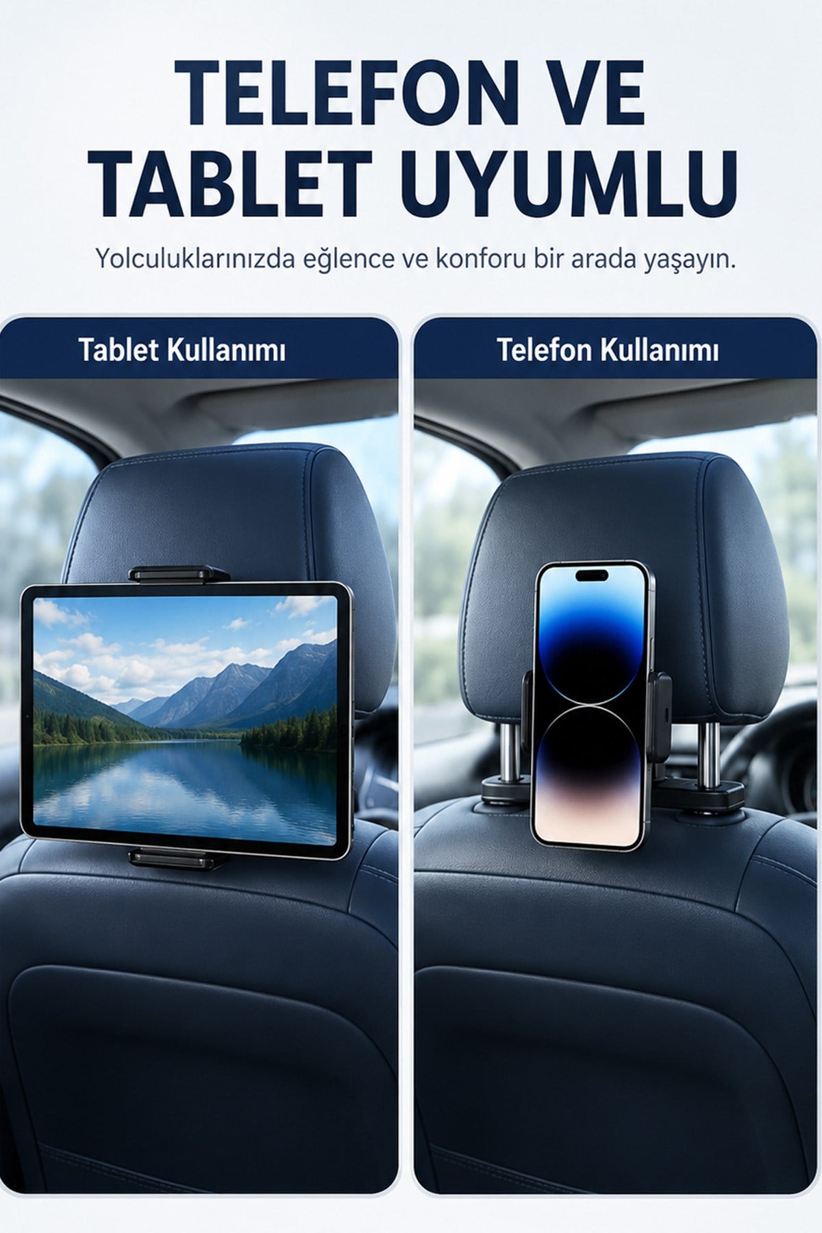Araç Koltuk Arkası Tablet Telefon Tutucu Ayarlanabilir Döner Oto Tablet Standı