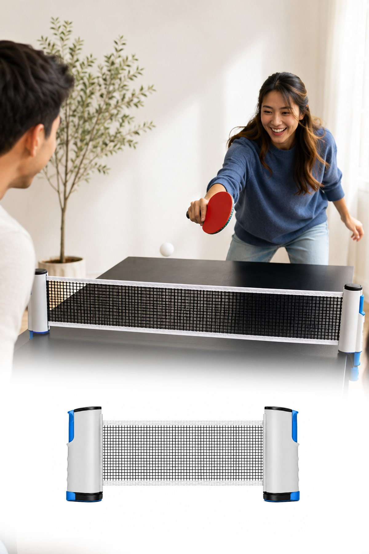 Ayarlanabilir Masa Tenisi Filesi Mekanizmalı Taşınabilir Ev Ofis Tenis Ağı 170 cm