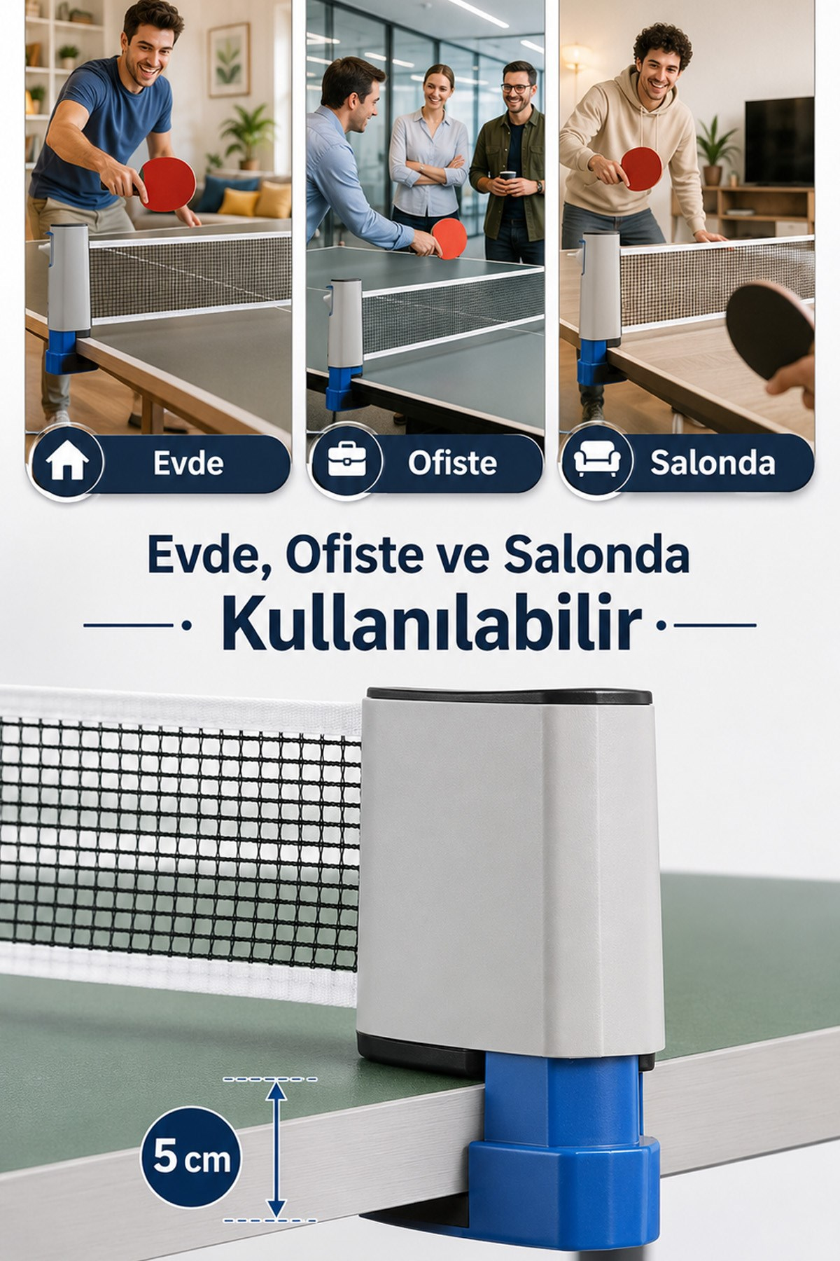 Ayarlanabilir Masa Tenisi Filesi Mekanizmalı Taşınabilir Ev Ofis Tenis Ağı 170 cm