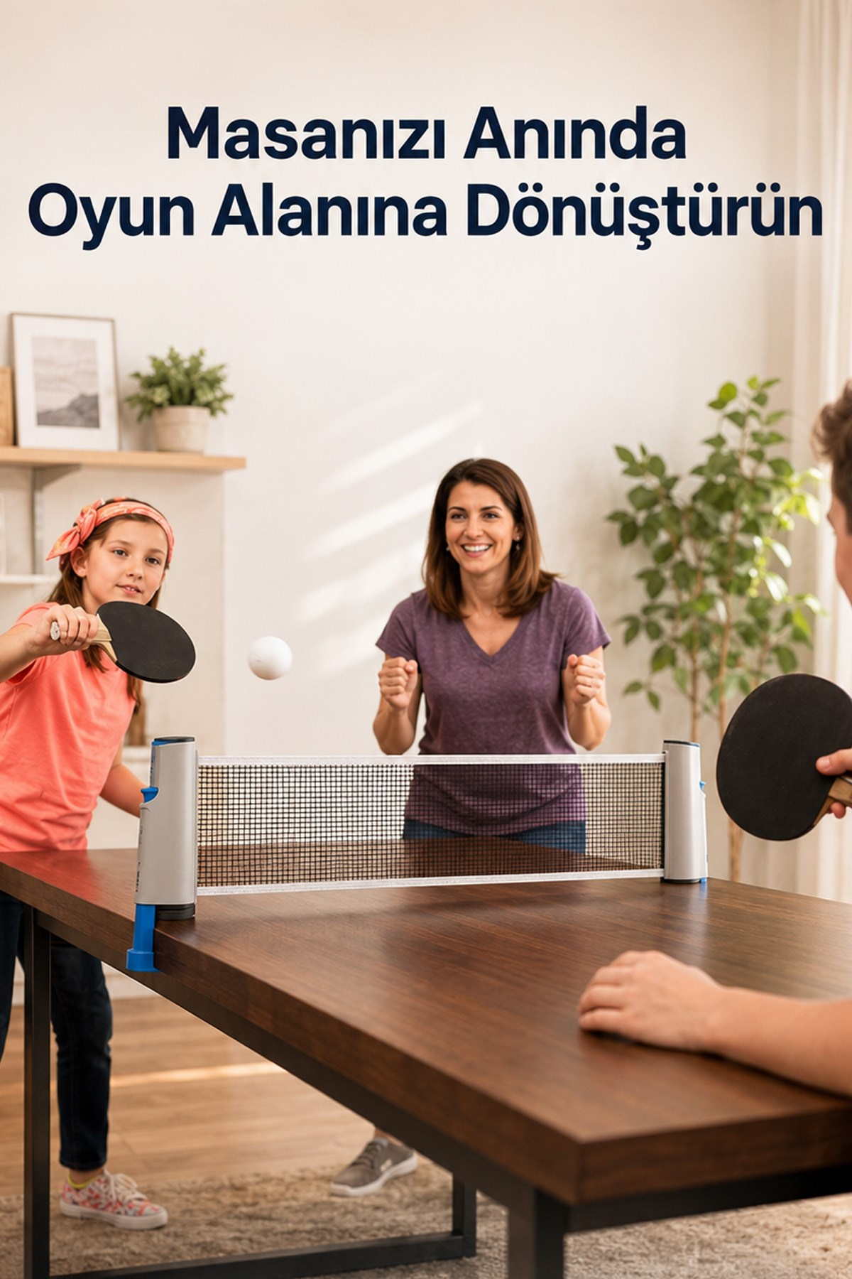 Ayarlanabilir Masa Tenisi Filesi Mekanizmalı Taşınabilir Ev Ofis Tenis Ağı 170 cm