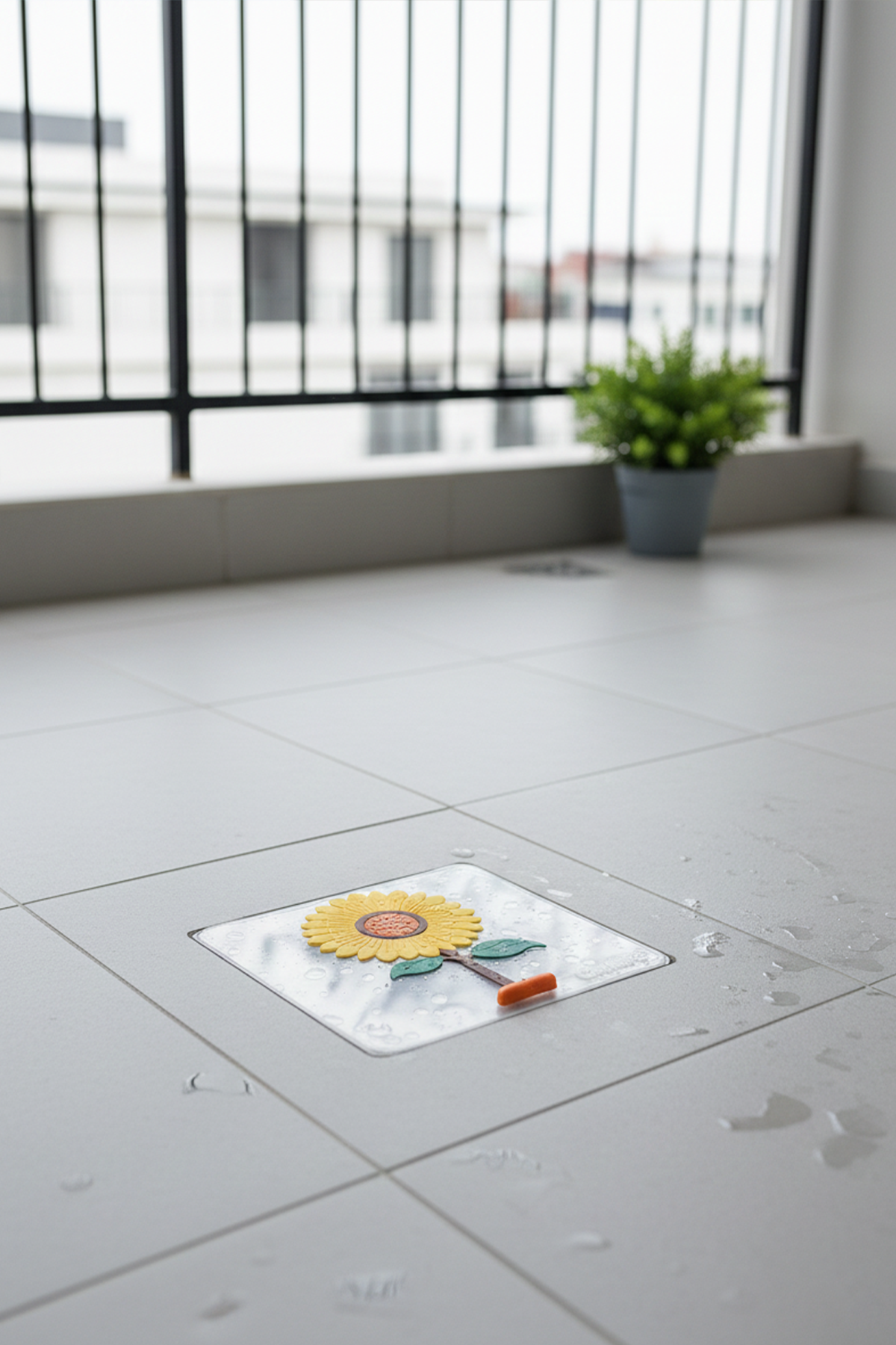 Ayçiçeği Kare Silikon Kötü Koku Önleyici Gider Kapağı – Banyo, Mutfak, Balkon Lavabo Tıpası 14,5x14,5 cm