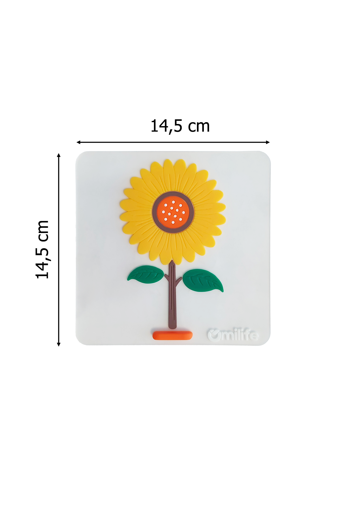 Ayçiçeği Kare Silikon Kötü Koku Önleyici Gider Kapağı – Banyo, Mutfak, Balkon Lavabo Tıpası 14,5x14,5 cm