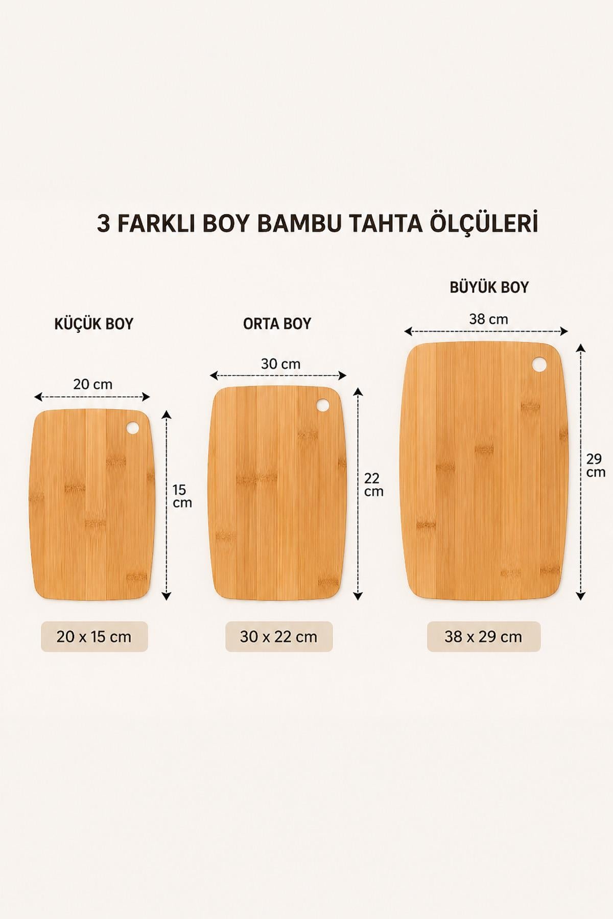 Bambu Kesme Tahtası 3lü Set Doğal Ahşap Et Sebze Meyve Doğrama Tahtası Mutfak Seti