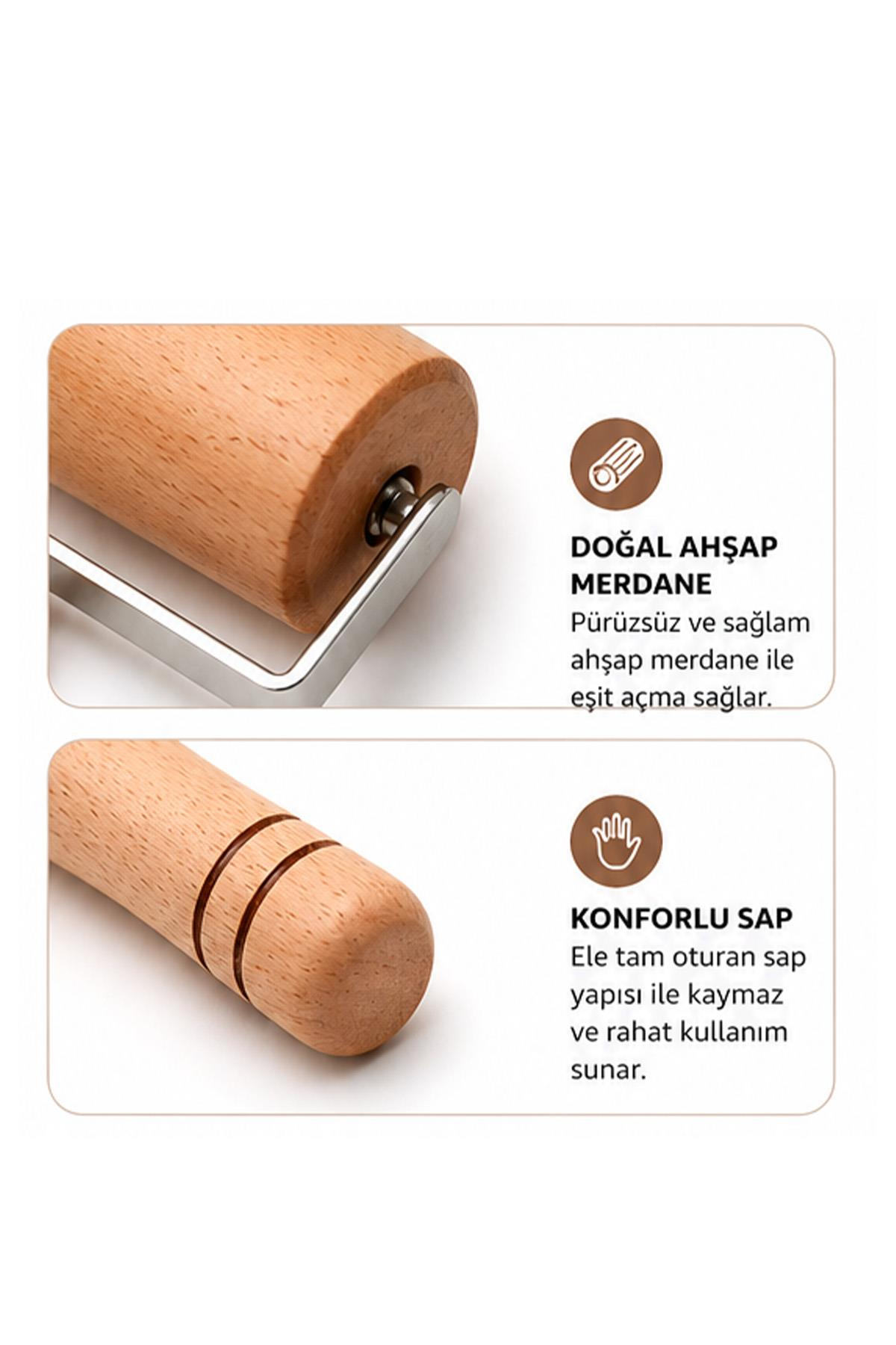 Bambu Merdane Hamur Açma Silindiri Doğal Ahşap Mini Merdane Pratik Hamur Açıcı Alet