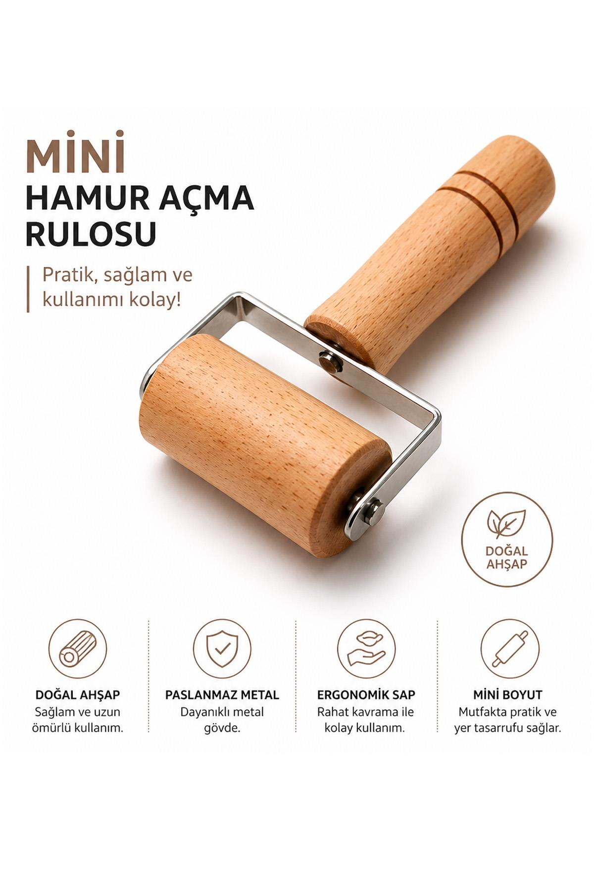 Bambu Merdane Hamur Açma Silindiri Doğal Ahşap Mini Merdane Pratik Hamur Açıcı Alet