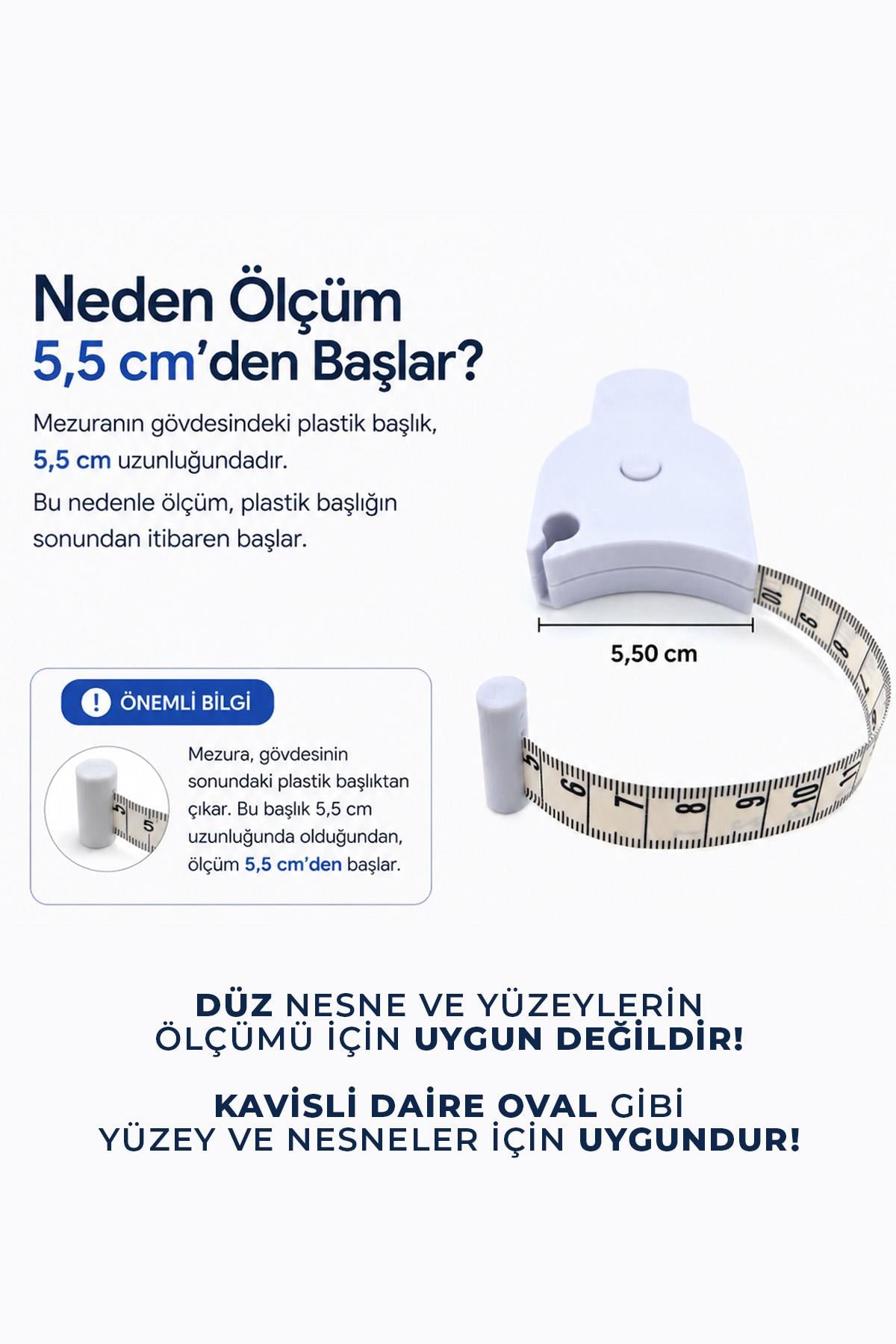 Baş Ve Vücut, Kafa Çevresi Ölçüm Aleti Bel Ölçme Metresi Mezura Terzi Ölçü Metresi Ergonomik