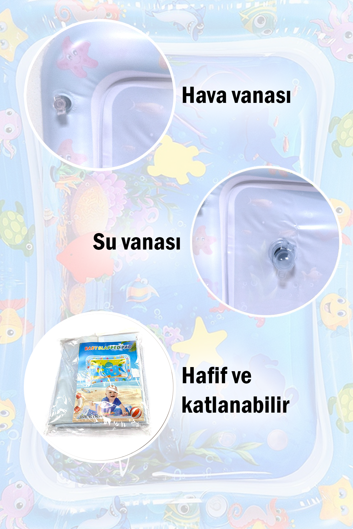 Bebek Su Matı Tummy Time Aktivite Oyuncağı Karın Üstü Oyun Matı Motor Gelişim Matı