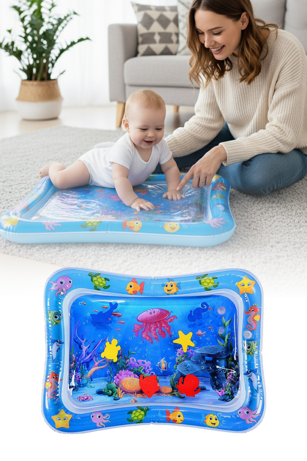 Bebek Su Matı Tummy Time Aktivite Oyuncağı Karın Üstü Oyun Matı Motor Gelişim Matı