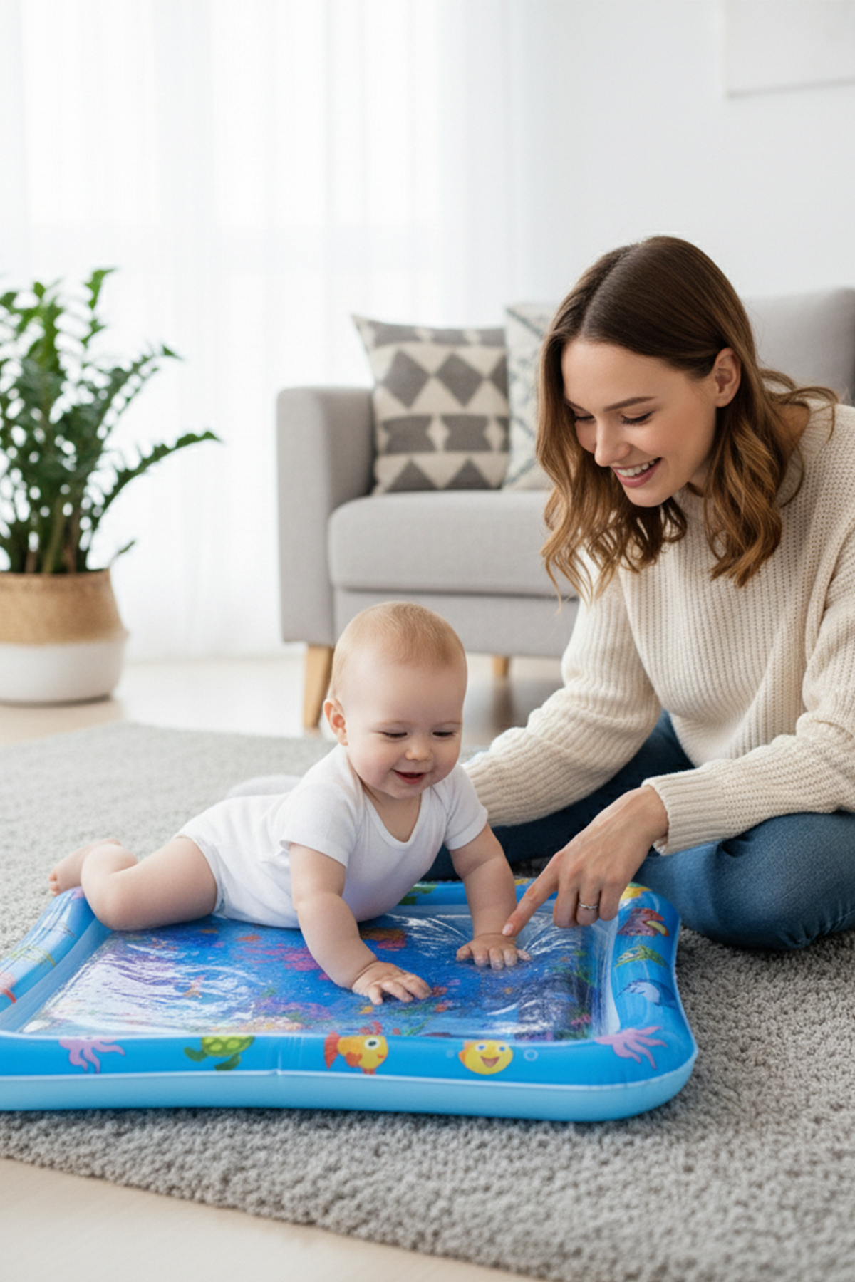 Bebek Su Matı Tummy Time Aktivite Oyuncağı Karın Üstü Oyun Matı Motor Gelişim Matı