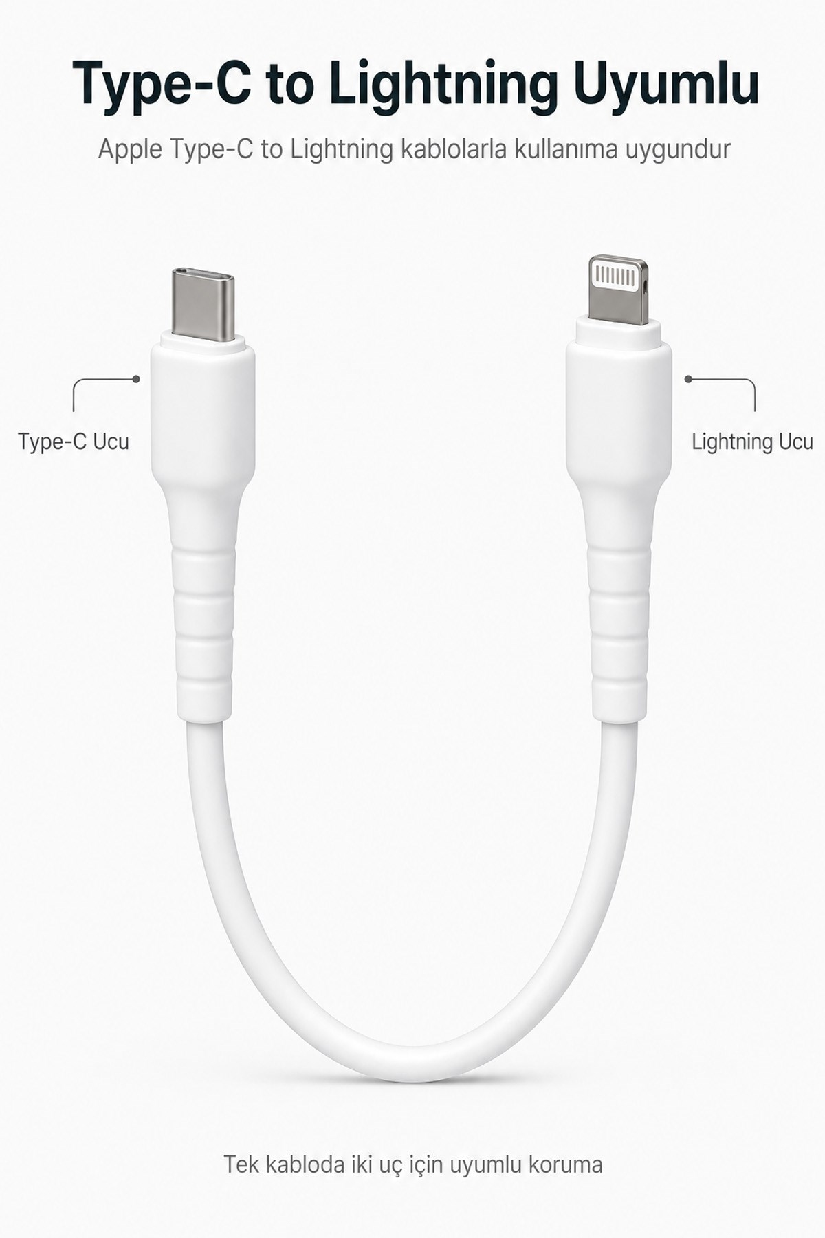 Beyaz iPhone Kablo Ucu Koruyucu Silikon Lightning Uyumlu Şarj Kablosu Kırılma Önleyici Aparat