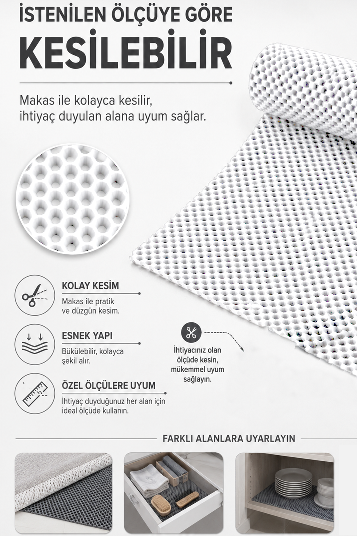 Beyaz Kalın Halı Kaydırmaz Halı Altı Örtü Kaymaz Zemin Koruyucu Güvenli Taban Sabitleyici