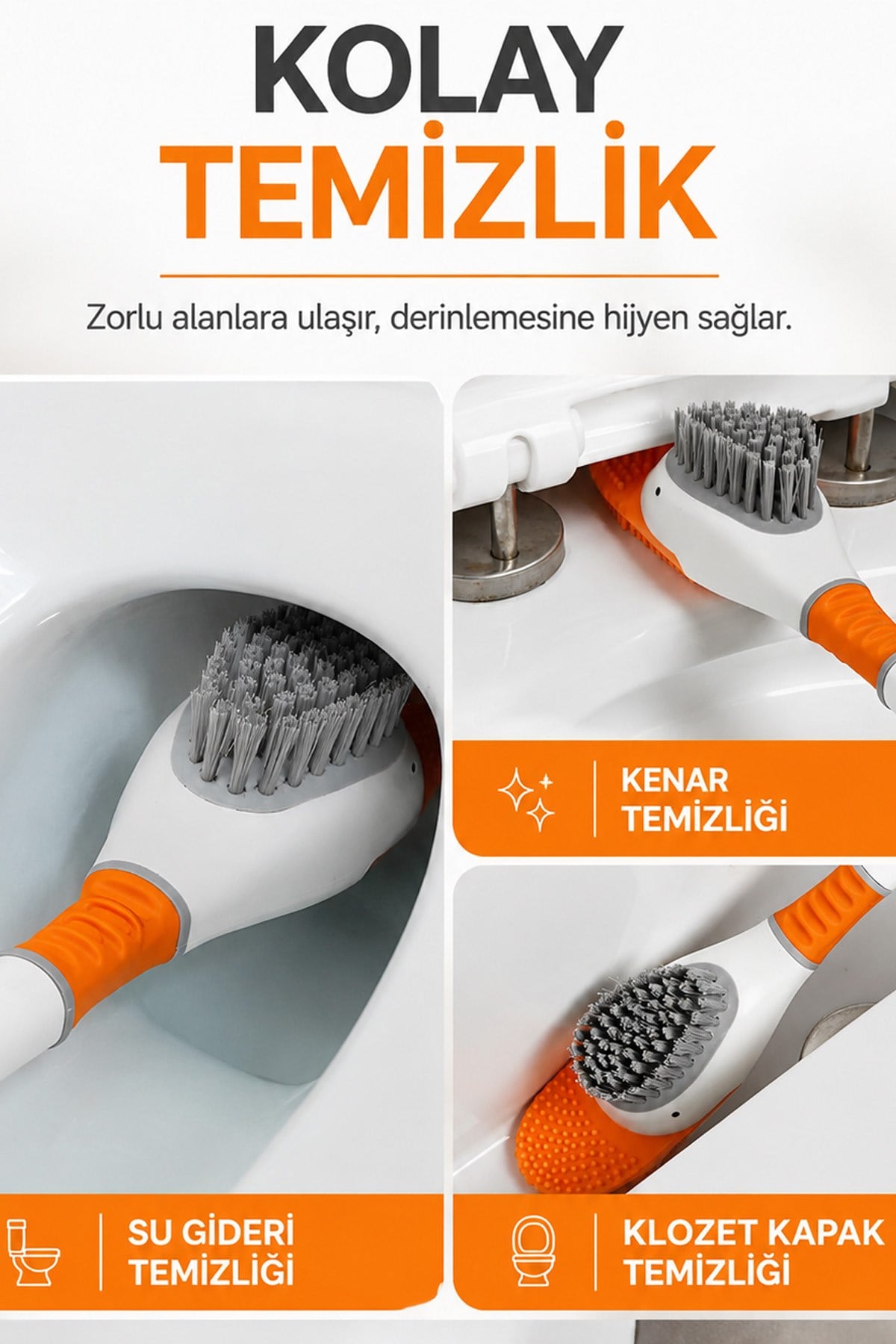 Beyaz Ördek Tasarımlı Tuvalet Fırçası Hazneli Klozet Temizleme Fırçası Dekoratif Banyo Fırçası