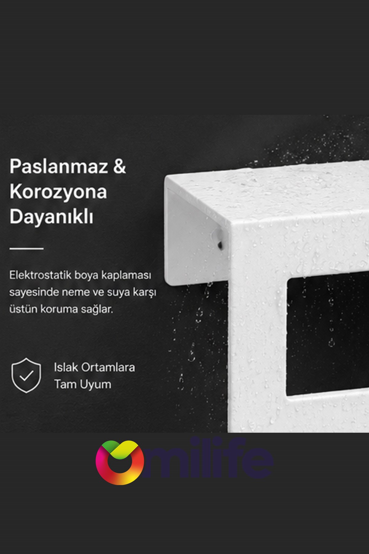 Beyaz Raflı Havlu Askısı Metal Banyo Raflı Havluluk 27 cm Otel Tipi Duvar Havlu Rafı