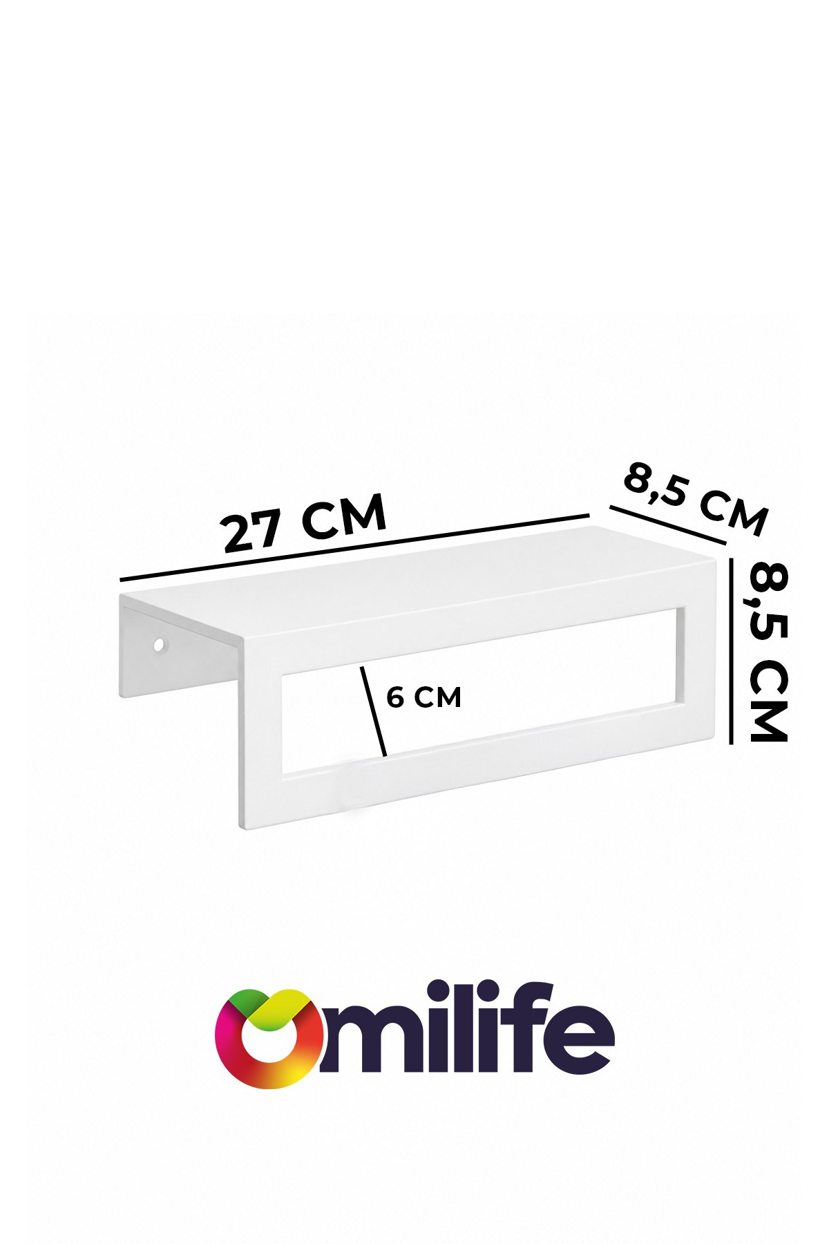 Beyaz Raflı Havlu Askısı Metal Banyo Raflı Havluluk 27 cm Otel Tipi Duvar Havlu Rafı