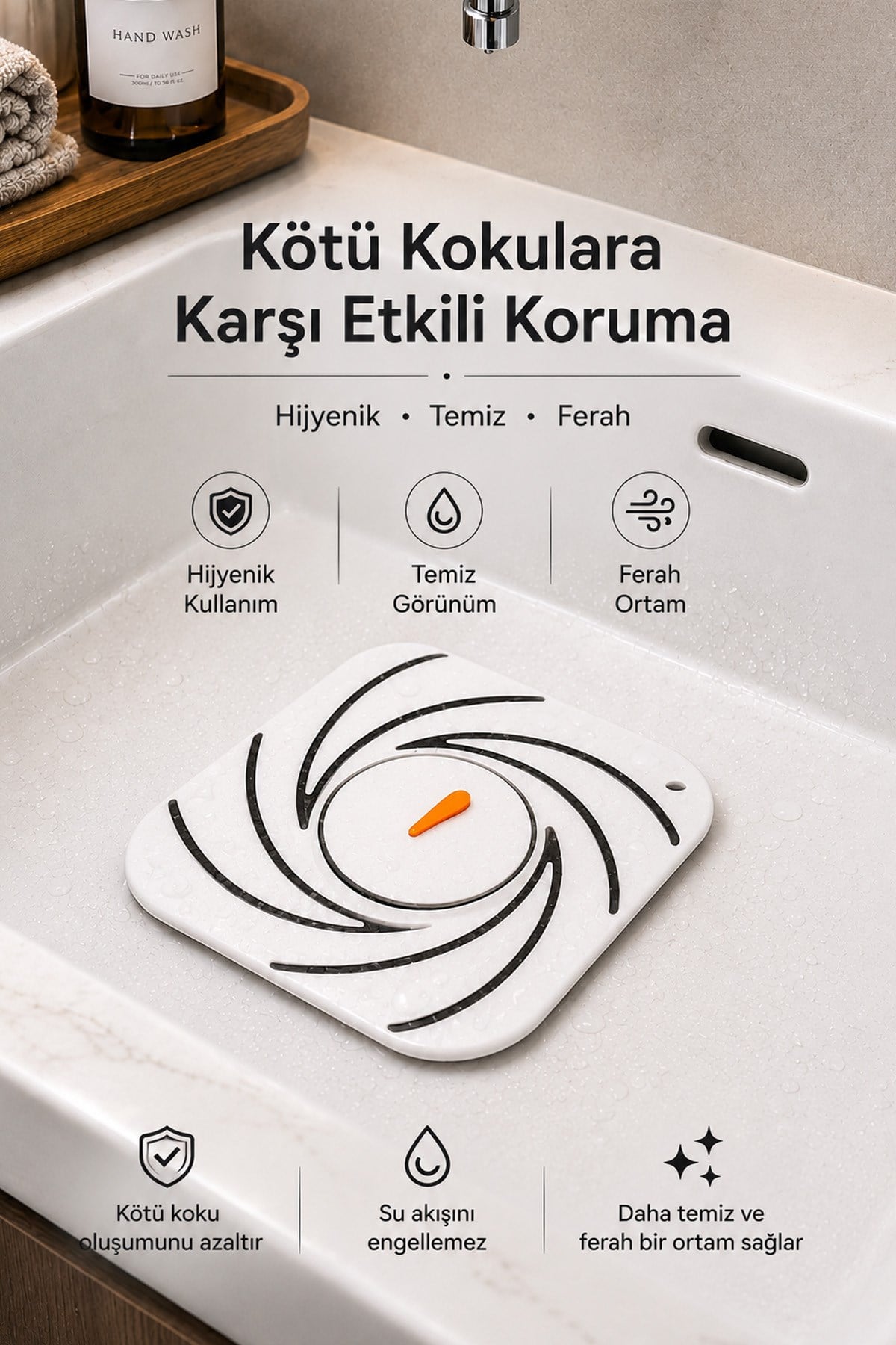 Beyaz Silikon Gider Kapağı Delikli Koku Önleyici Lavabo Süzgeci Banyo Mutfak Gider Matı