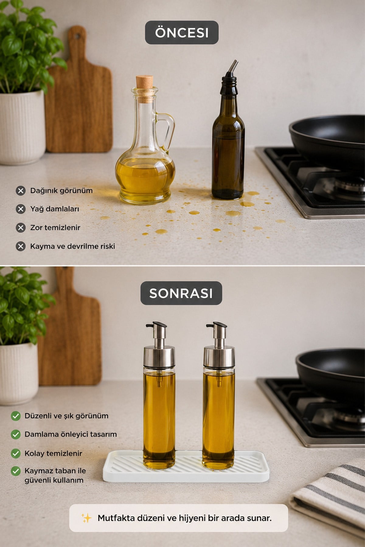Beyaz Silikon Yağdanlık Altlığı Kaydırmaz Mutfak Organizer Yağlık Sirkelik Standı 23x10 cm