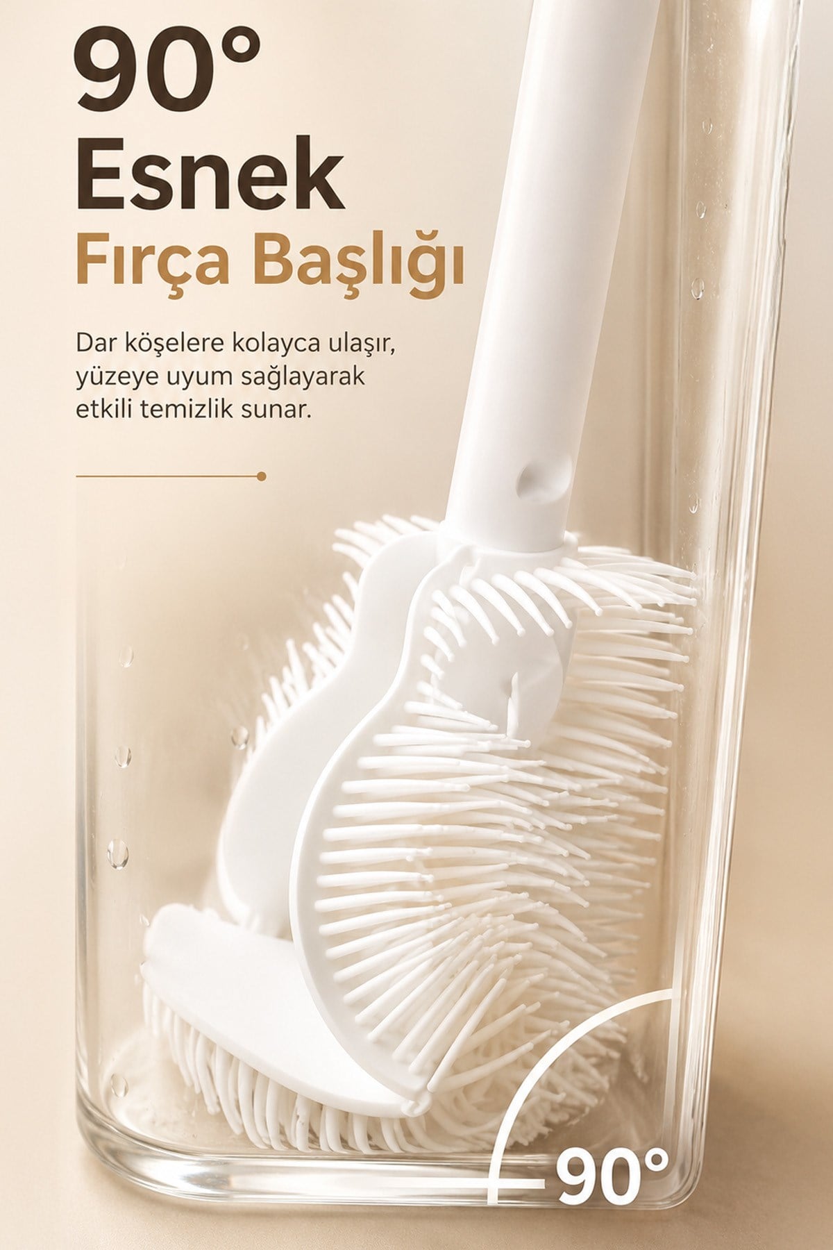 Beyaz Yaprak Model Silikon Uçlu Ekstra Yumuşak Bardak Şişe Ve Biberon Temizleme Fırçası