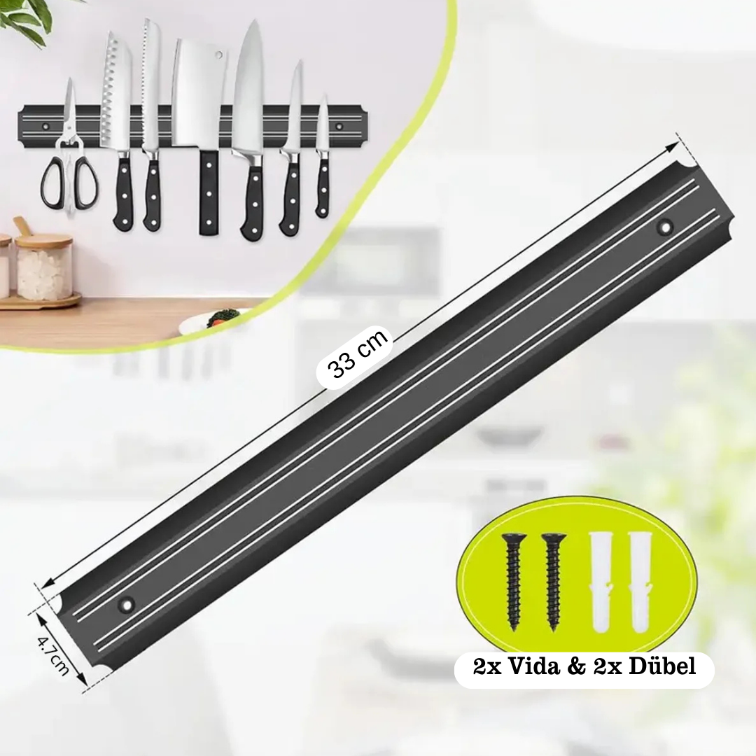 Bıçak Yapıştırma Mıknatısı 33 cm Duvara Monte Edilen Mıknatıslı Bıçak Tutucu Metal Yüzeyli Şık Bıçaklık Kompakt Tasarım Güçlü Tutuş Sağlayan Pratik Mutfak Düzenleyici Bıçak Askı Aparatı