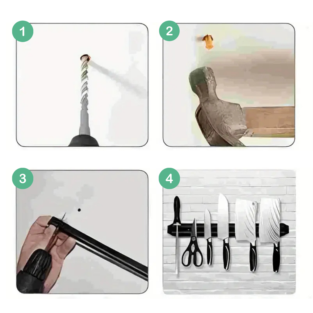 Bıçak Yapıştırma Mıknatısı 33 cm Duvara Monte Edilen Mıknatıslı Bıçak Tutucu Metal Yüzeyli Şık Bıçaklık Kompakt Tasarım Güçlü Tutuş Sağlayan Pratik Mutfak Düzenleyici Bıçak Askı Aparatı