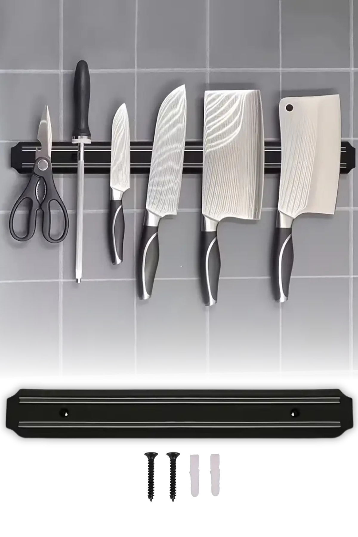 Bıçak Yapıştırma Mıknatısı 33 cm Duvara Monte Edilen Mıknatıslı Bıçak Tutucu Metal Yüzeyli Şık Bıçaklık Kompakt Tasarım Güçlü Tutuş Sağlayan Pratik Mutfak Düzenleyici Bıçak Askı Aparatı