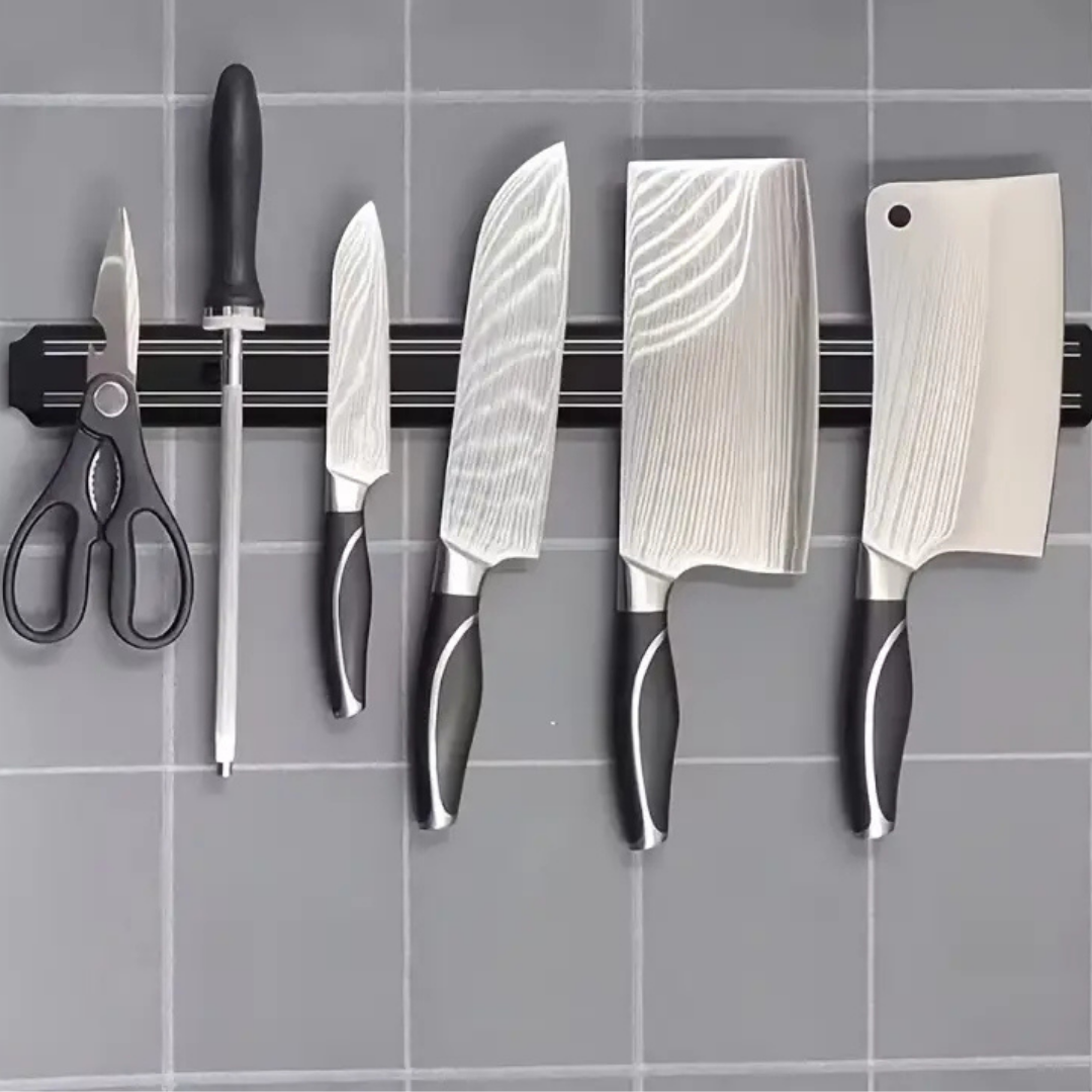 Bıçak Yapıştırma Mıknatısı 55 cm Duvar Tipi Mıknatıslı Bıçak Tutucu Pratik Mutfak Düzenleyici Paslanmaz Bıçaklık Kolay Montajlı Metal Yüzeyli Mıknatıslı Askı Bıçaklar İçin Şık ve Güvenli Saklama Çubuğu