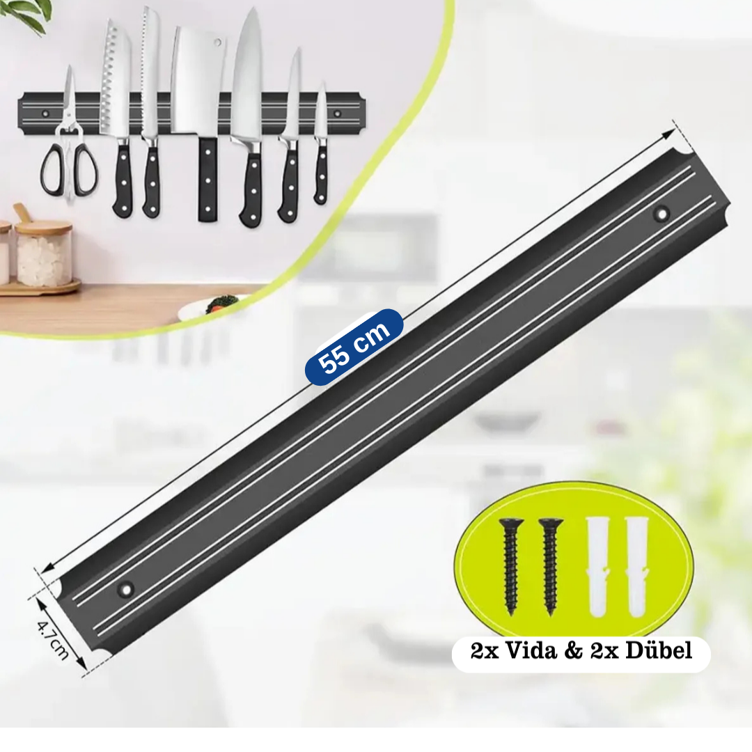 Bıçak Yapıştırma Mıknatısı 55 cm Duvar Tipi Mıknatıslı Bıçak Tutucu Pratik Mutfak Düzenleyici Paslanmaz Bıçaklık Kolay Montajlı Metal Yüzeyli Mıknatıslı Askı Bıçaklar İçin Şık ve Güvenli Saklama Çubuğu