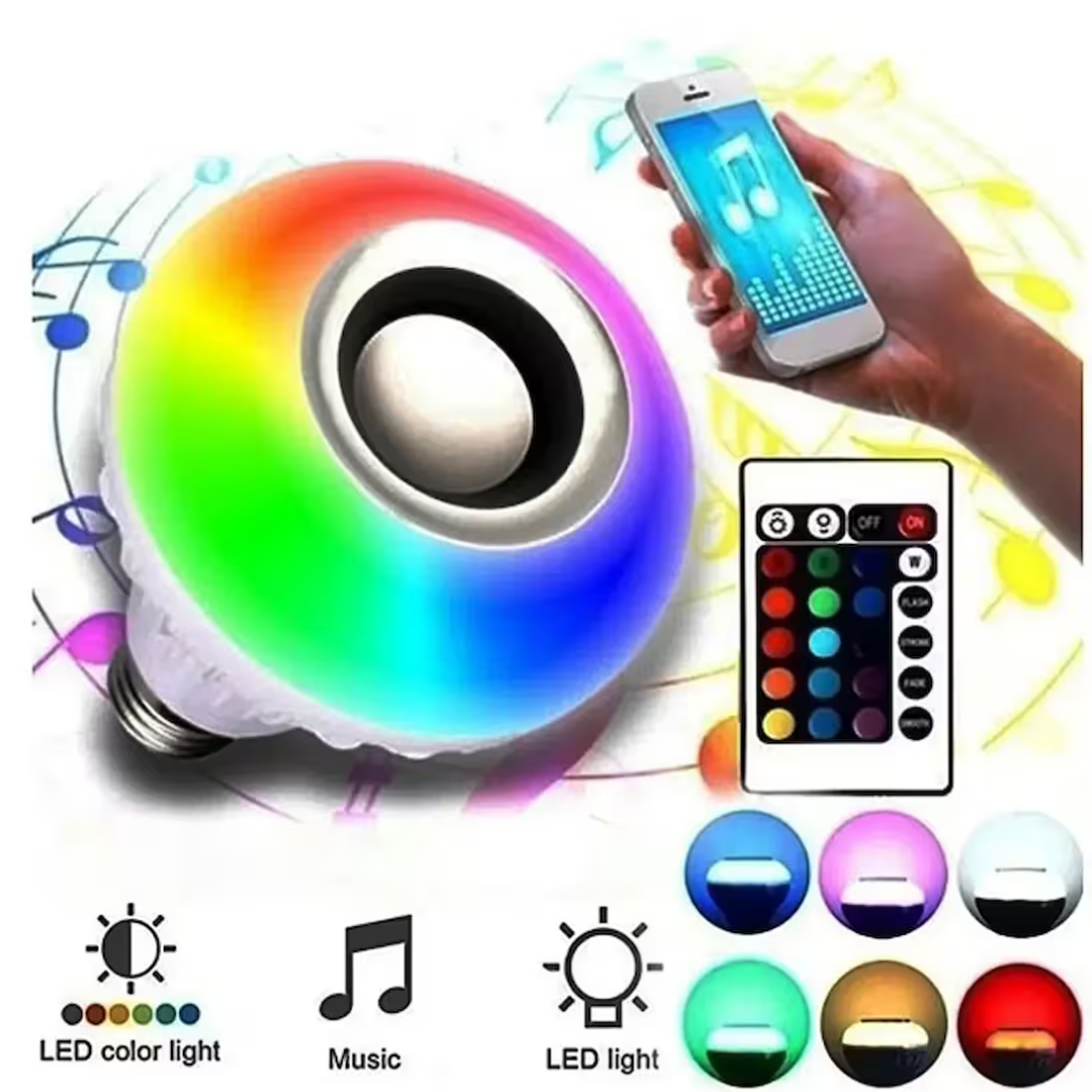 Bluetooth Hoparlörlü Uzaktan Kumandalı Rgb Akıllı Led Ampul-16 Renk Lamba