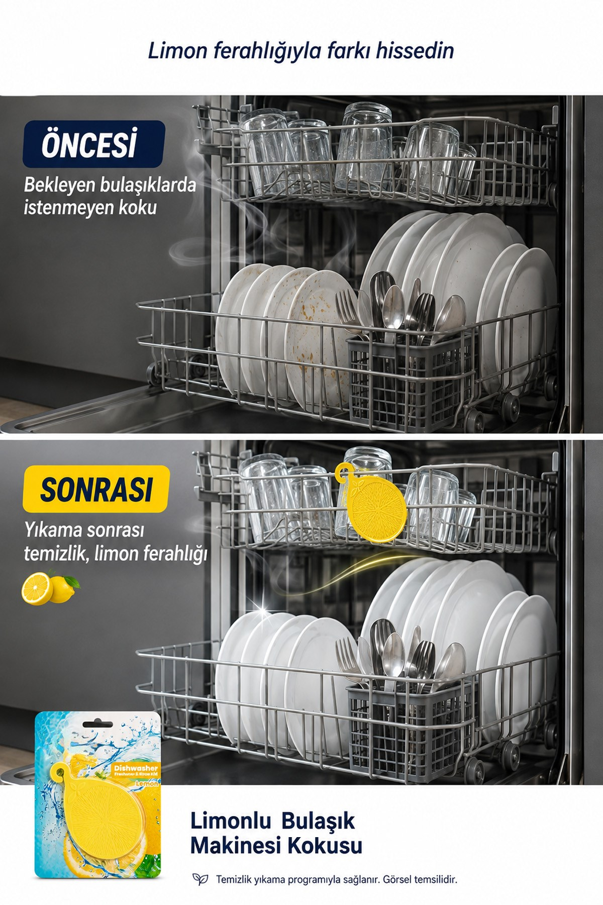 Bulaşık Makinesi Koku Giderici Ferahlatıcı Elma Nane Limon Kokulu Askılı Aparat