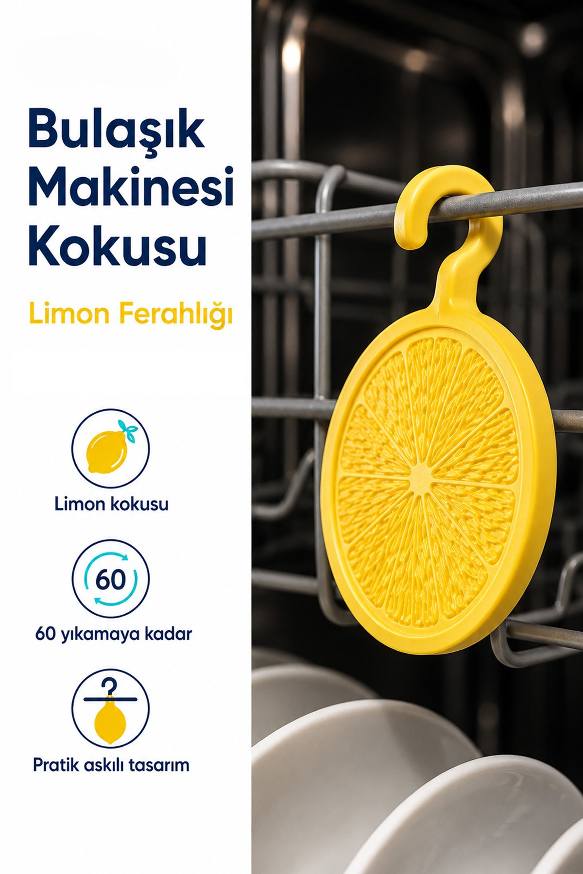 Bulaşık Makinesi Koku Giderici Ferahlatıcı Elma Nane Limon Kokulu Askılı Aparat