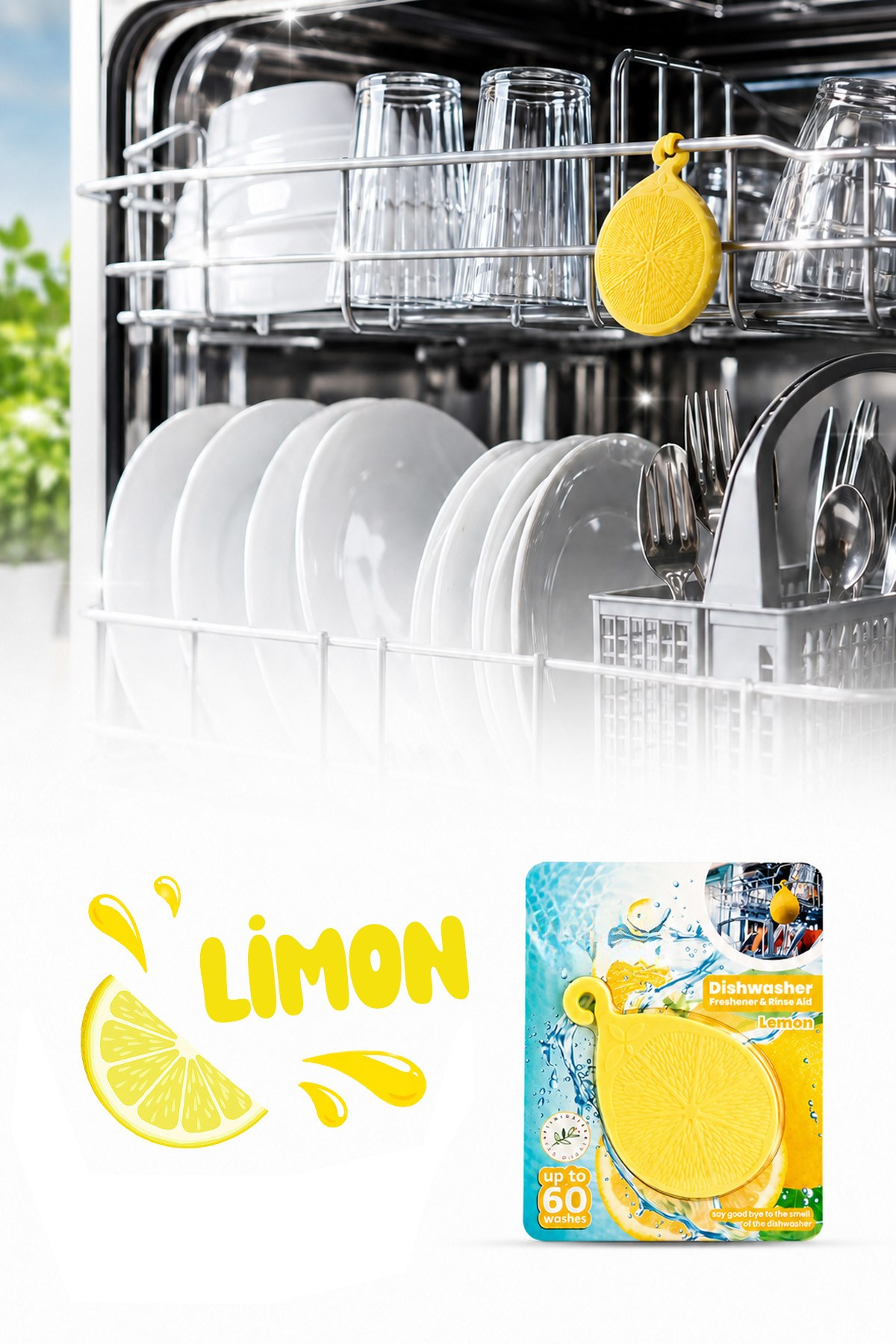 Bulaşık Makinesi Koku Giderici Ferahlatıcı Elma Nane Limon Kokulu Askılı Aparat