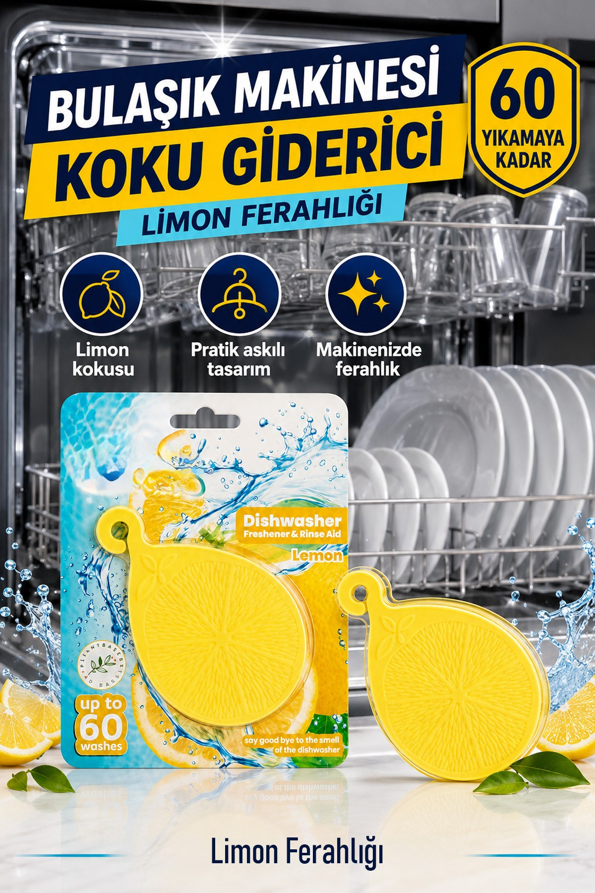 Bulaşık Makinesi Koku Giderici Ferahlatıcı Elma Nane Limon Kokulu Askılı Aparat