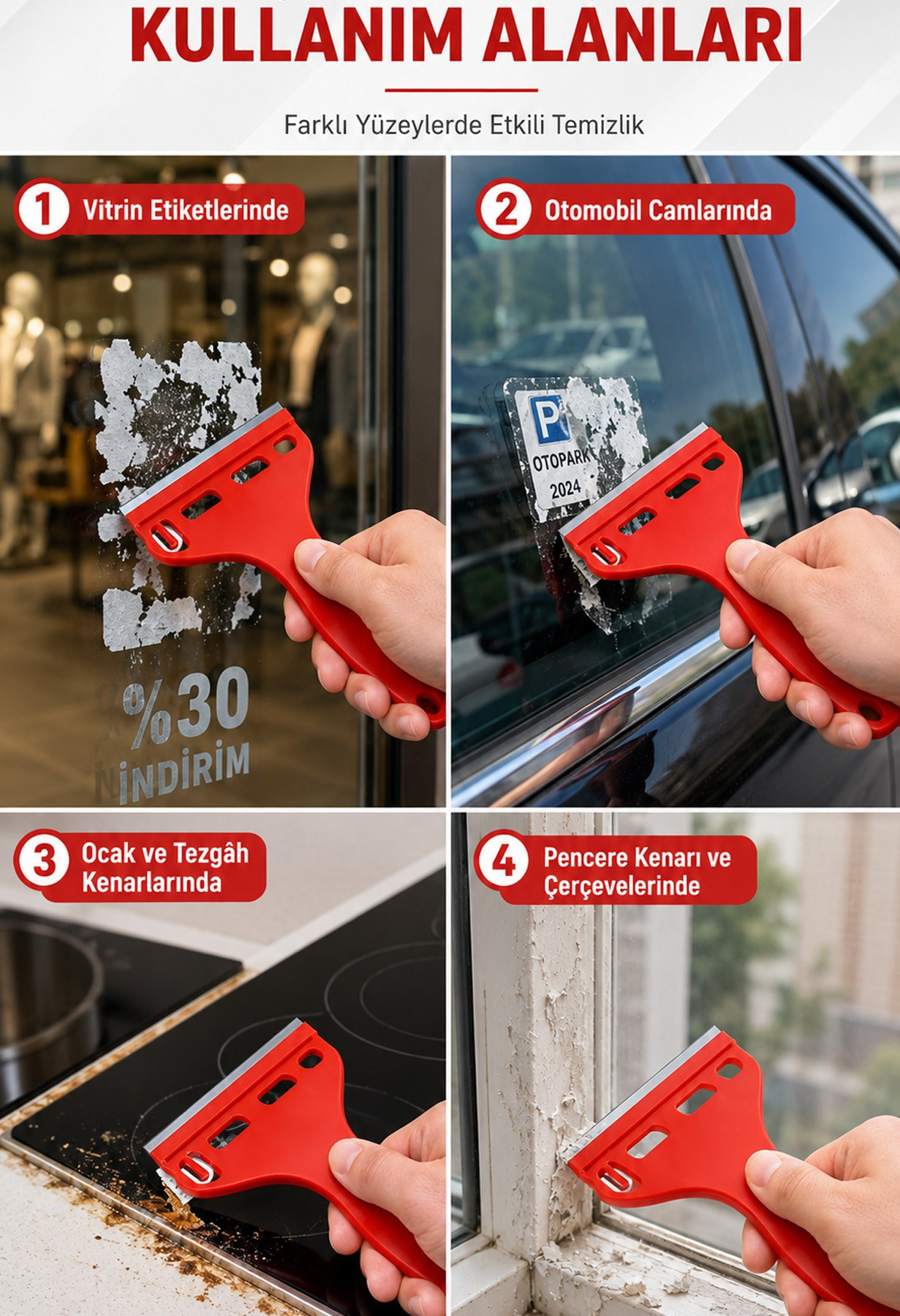 Cam Ocak Temizleme Kazıyıcı Jiletli Cam Kazıma Aparatı Seramik Ocak Temizlik Aparatı