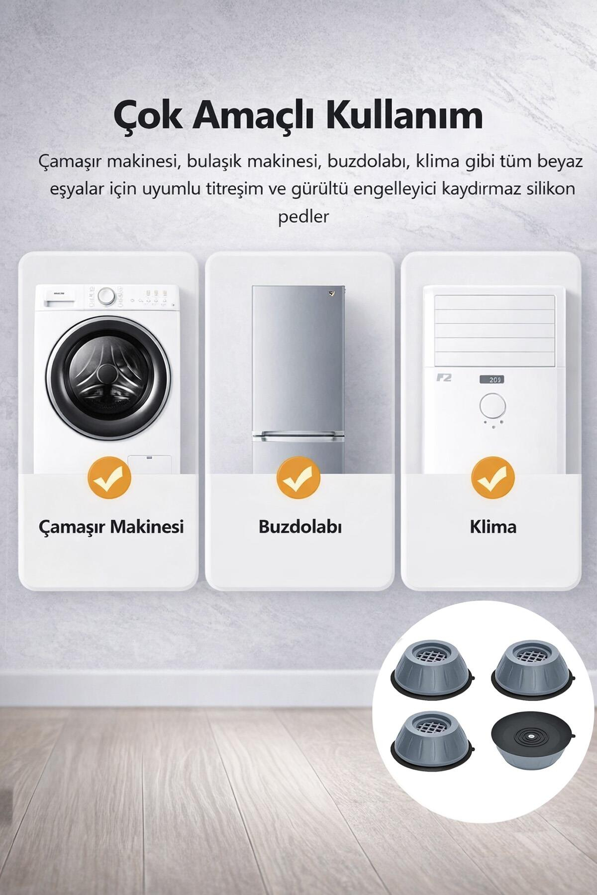 Çamaşır Makinesi Titreşim Önleyici Vantuzlu Kaydırmaz Beyaz Eşya Altlığı – Makine Stoperi 4 Adet