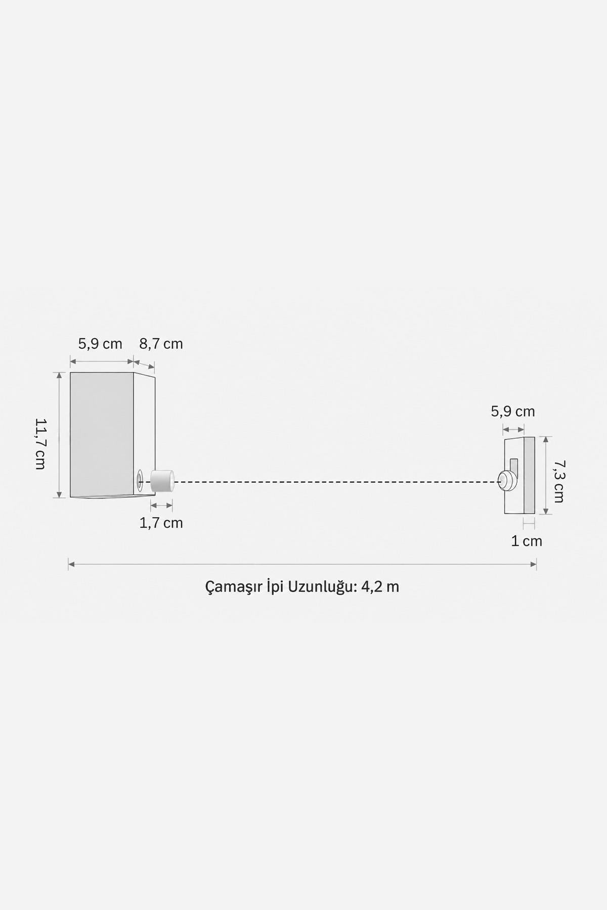 Çekilebilir Çamaşır Kurutma İpi Paslanmaz Çelik Duvar Tipi Dayanıklı Askı Aparatı 4.2 m