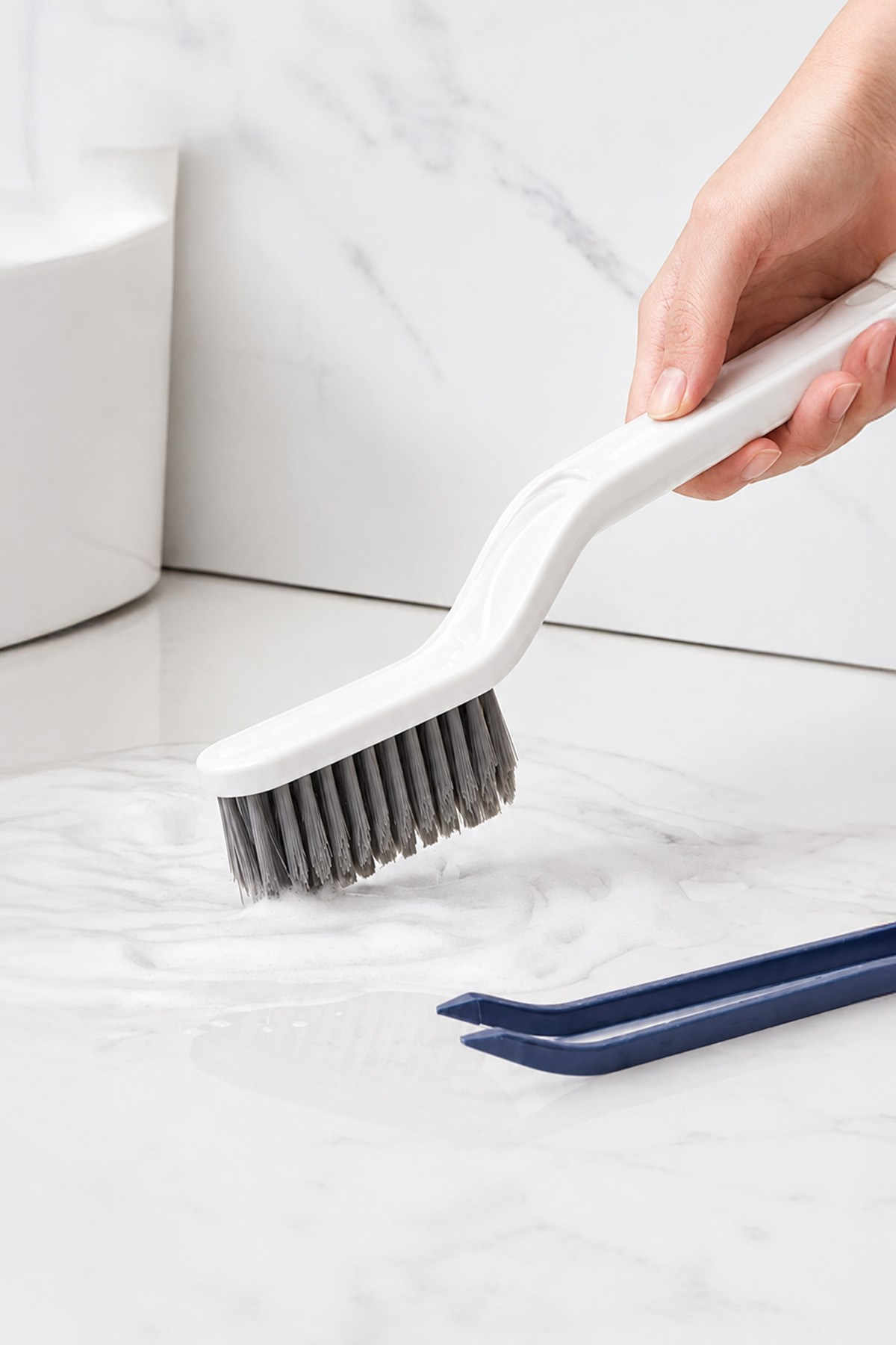 Cımbızlı Dip Köşe Temizlik Fırçası Çok Fonksiyonlu Derz Arası Fayans Lavabo Fırçası 24 cm