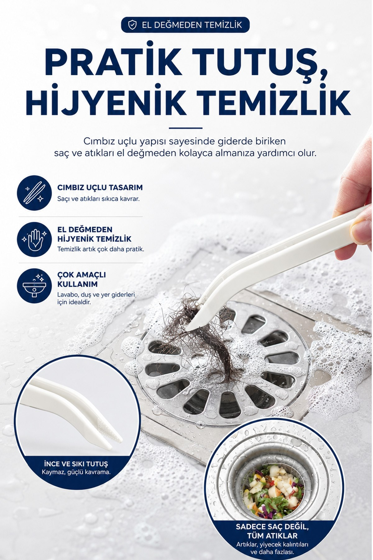 Cımbızlı Dip Köşe Temizlik Fırçası Çok Fonksiyonlu Derz Arası Fayans Lavabo Fırçası 24 cm