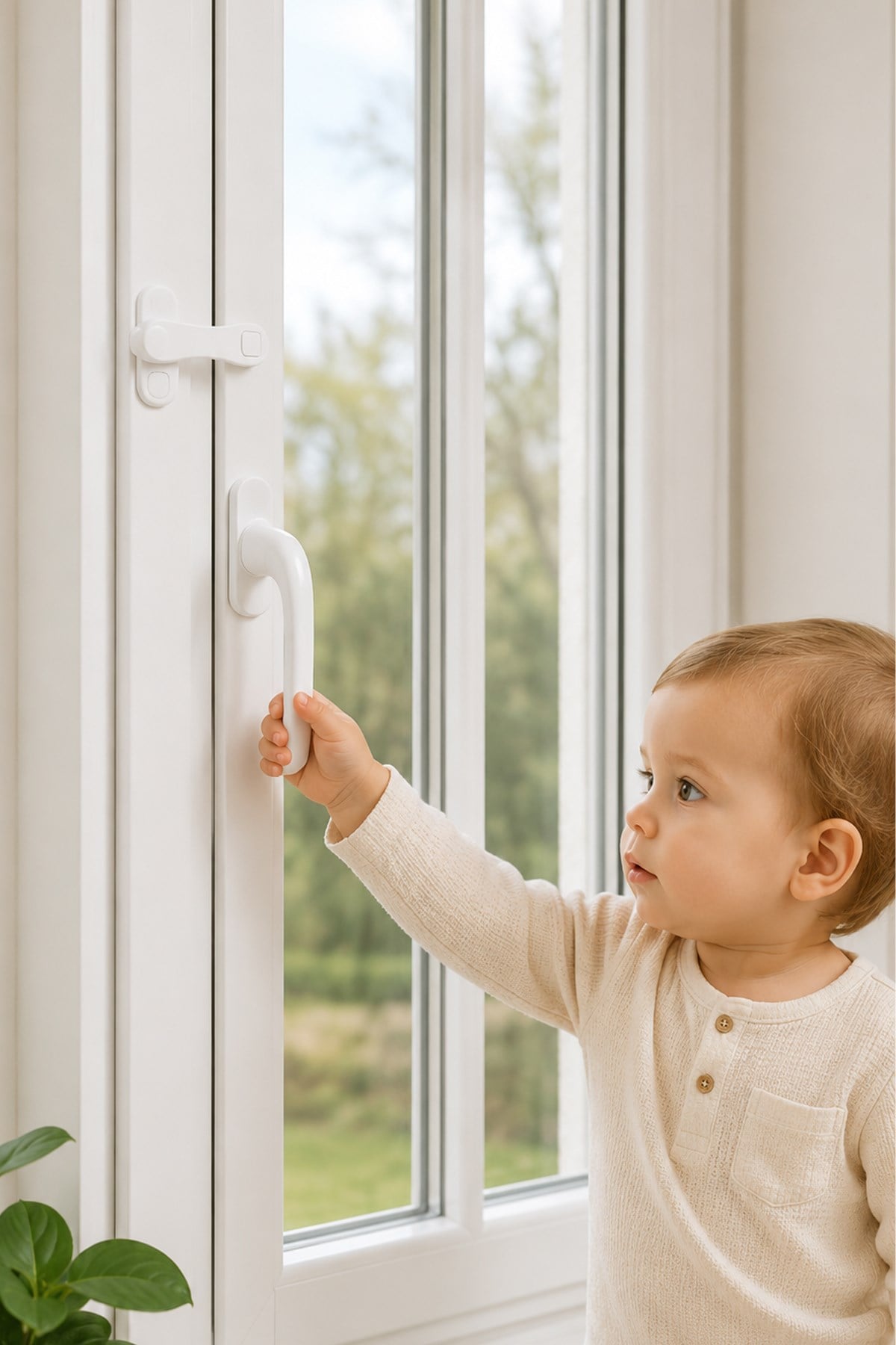 Çocuk Pencere Emniyet Kilidi Yapışkanlı PVC Pimapen Güvenlik Kilidi 