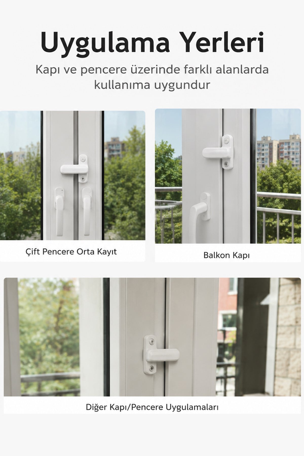 Çocuk Pencere Emniyet Kilidi Yapışkanlı PVC Pimapen Güvenlik Kilidi 