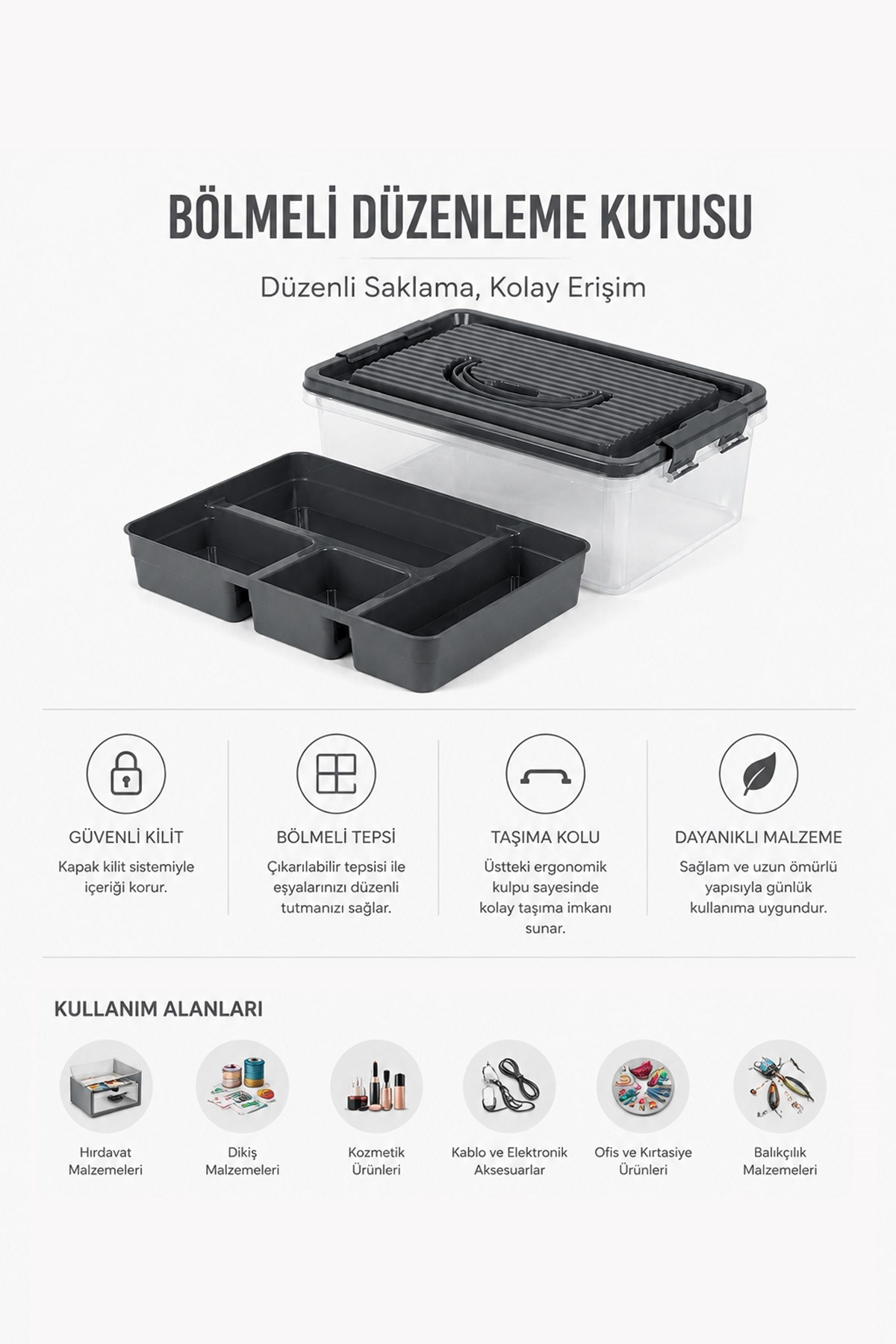 Çok Amaçlı Düzenleyici Kutusu Dolap Çekmece Mutfak Banyo Organizer Kutusu