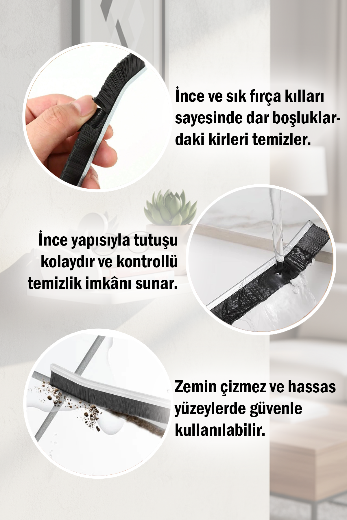 Çok Amaçlı Multi İnce Temizlik Fırçası Derz Arası Banyo Mutfak Lavabo Detay Temizleme Fırçası