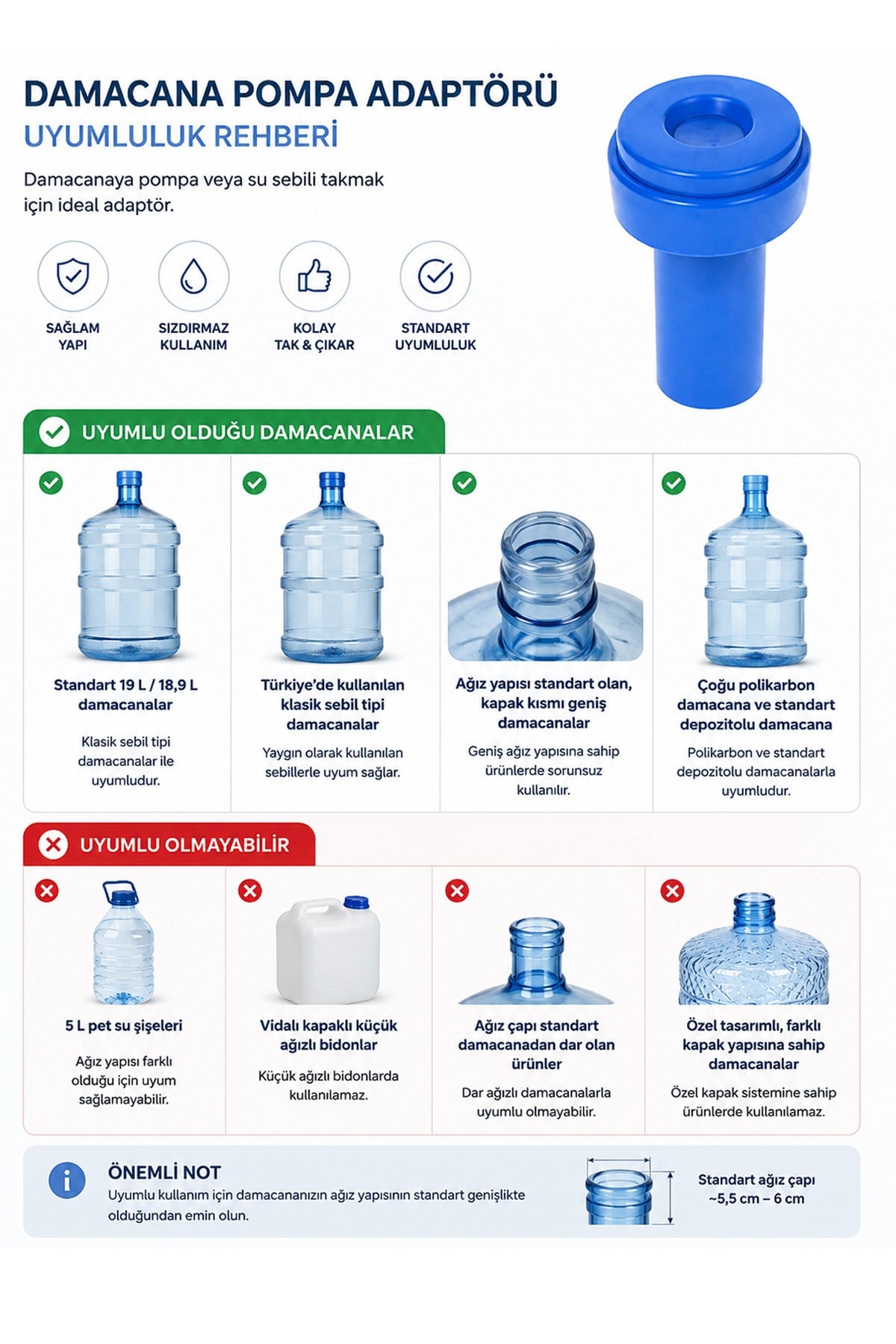 Damacana Sebil Kapağı Yaylı Damacana Kapağı Sızdırmaz Sebil Aparatı BPA Free