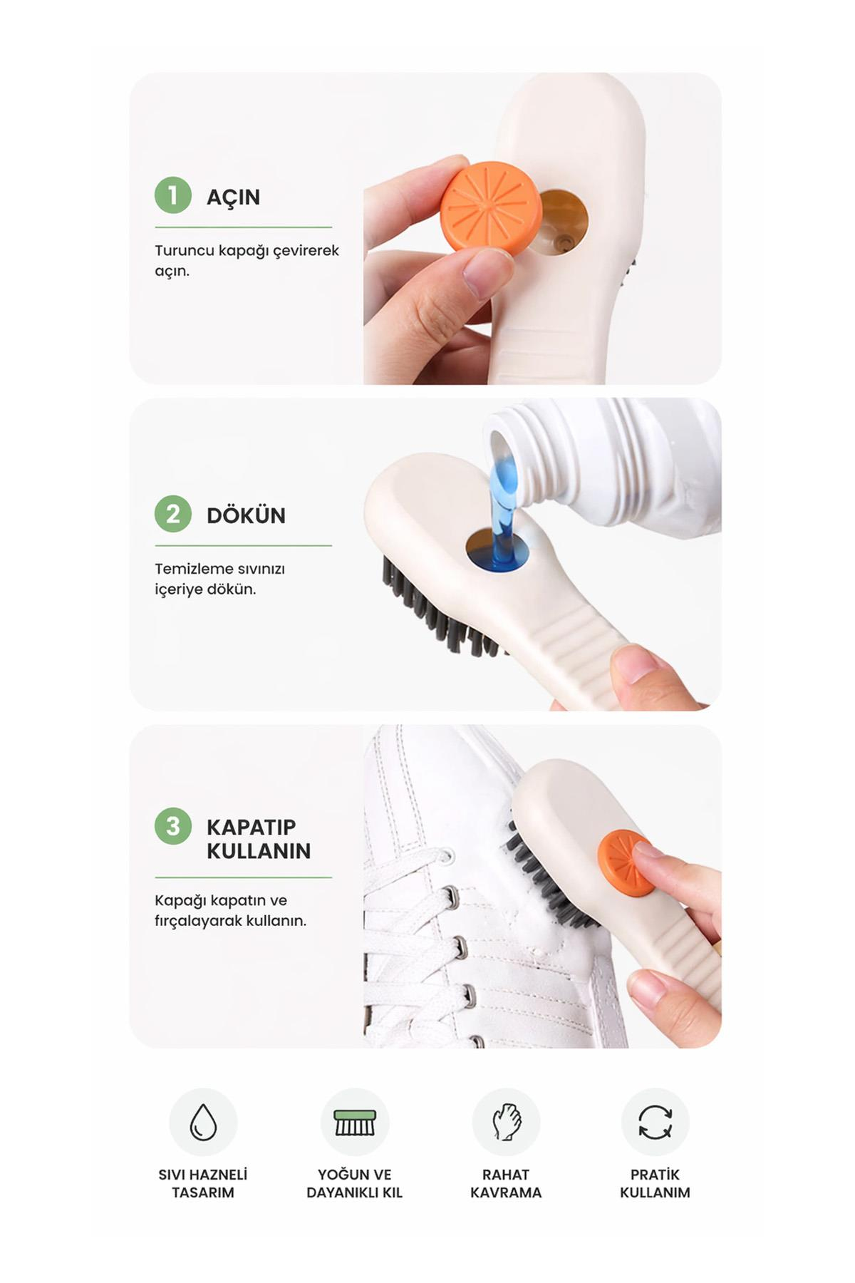 Deterjan Hazneli Ayakkabı Temizleme Fırçası Sneaker Bot Temizleme Pratik Fırça Aparatı