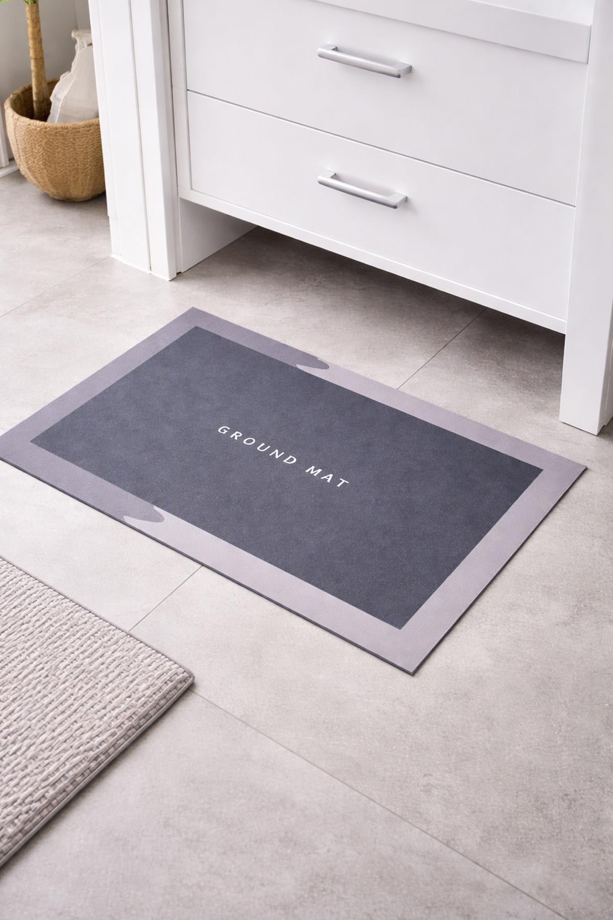 Dikdörtgen Sihirli Su Emici Kaydırmaz Banyo Paspası Ayak Matı Kaymaz Tabanlı Abdest Paspası 58x38 Cm